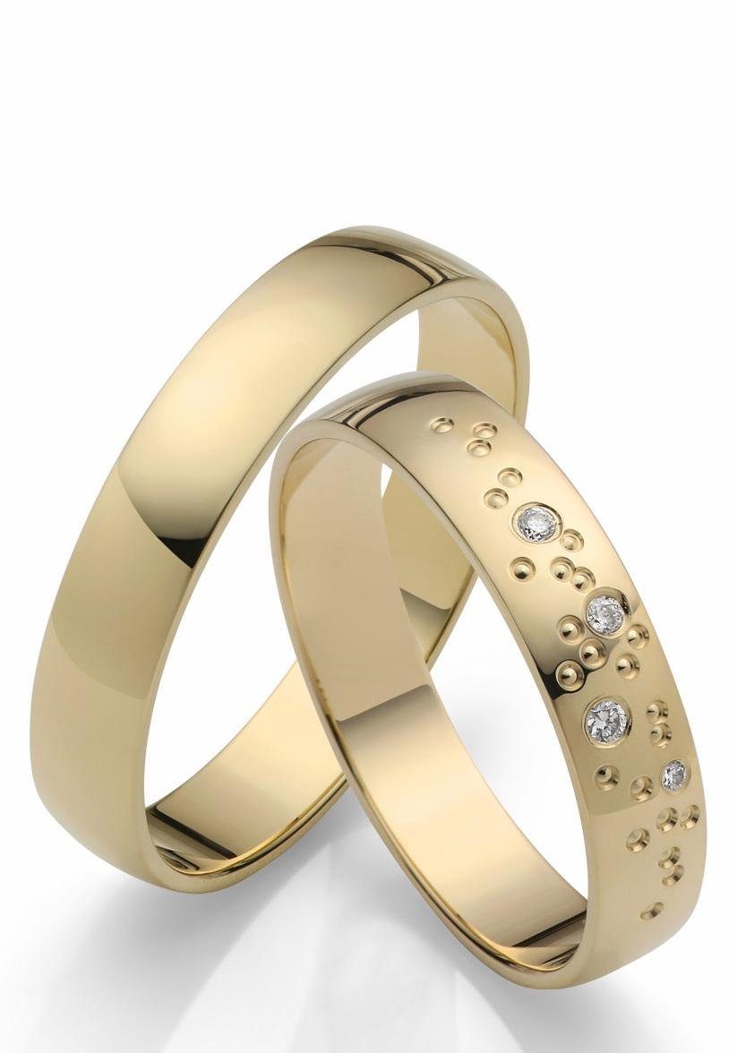 Firetti Trauring Schmuck Geschenk Gold 375 Hochzeit Ehering "LIEBE" Sterne, Made in Germany, wahlweise mit oder ohne Brillanten