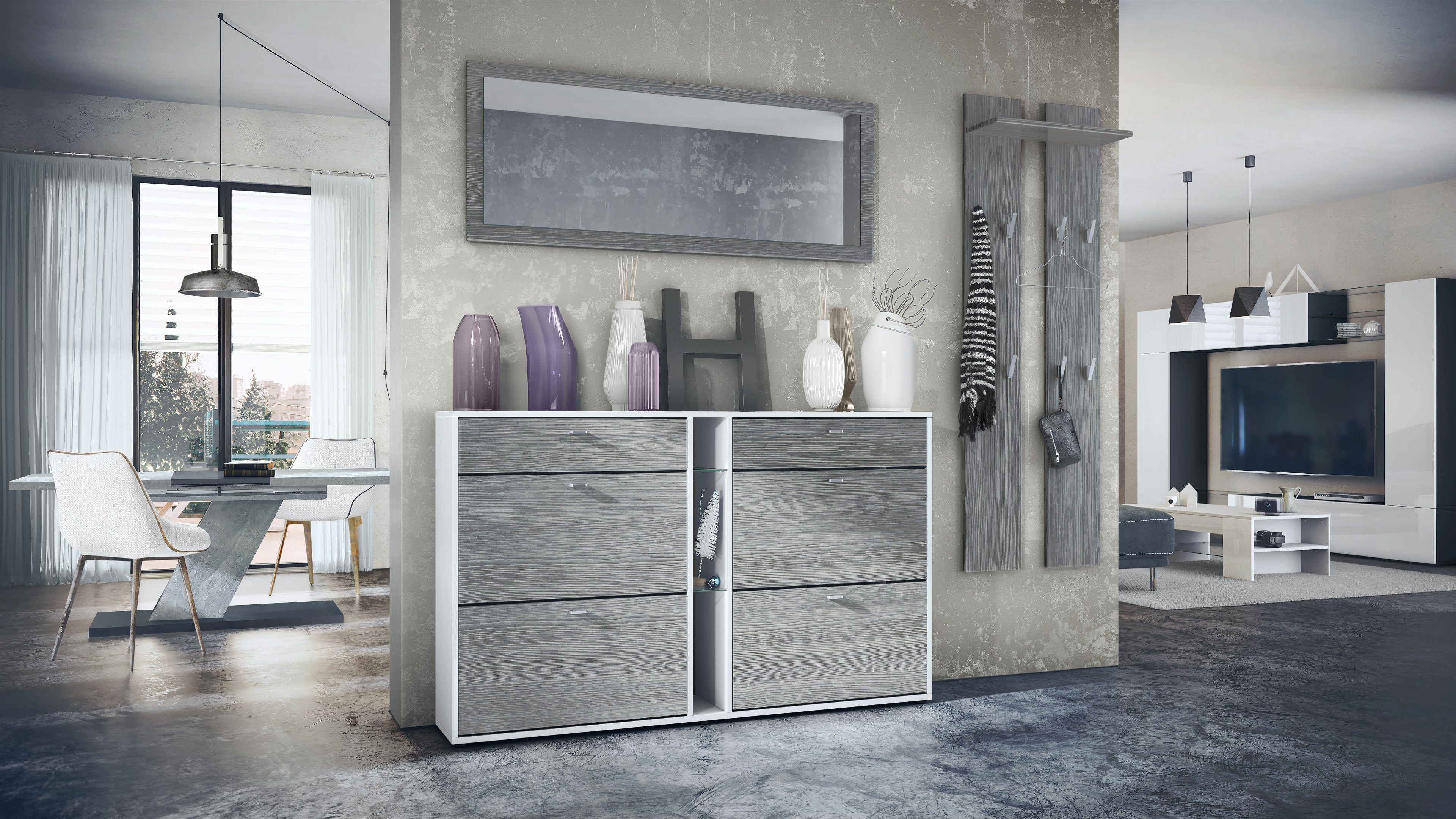 Vladon Garderoben-Set Orlando, (Garderoben-Set, mit Schuhschrank, Wandpanee günstig online kaufen