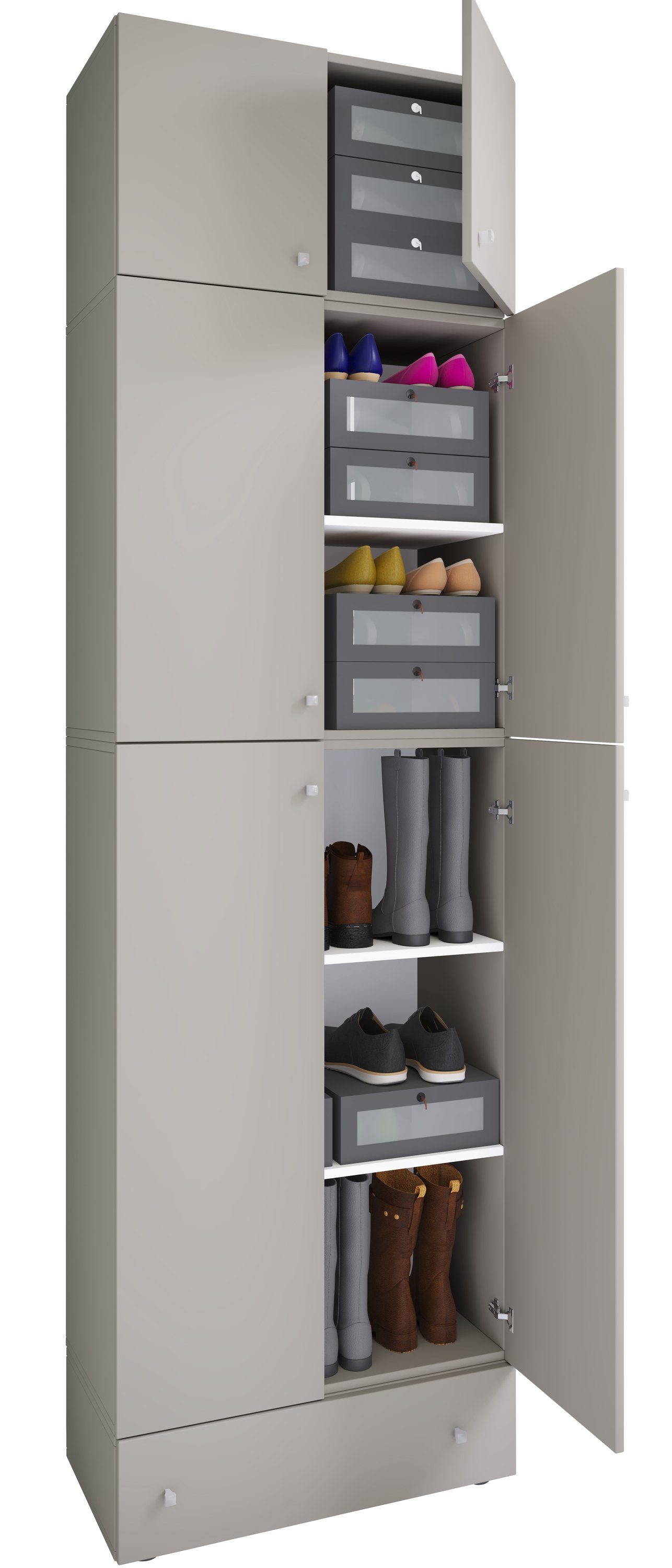 VCM Schuhschrank Lona XXL B. 70 x T. 39 x H. 240 cm Platz für mehrere Paar Schuhe übersichtlich sortiert, in der Diele