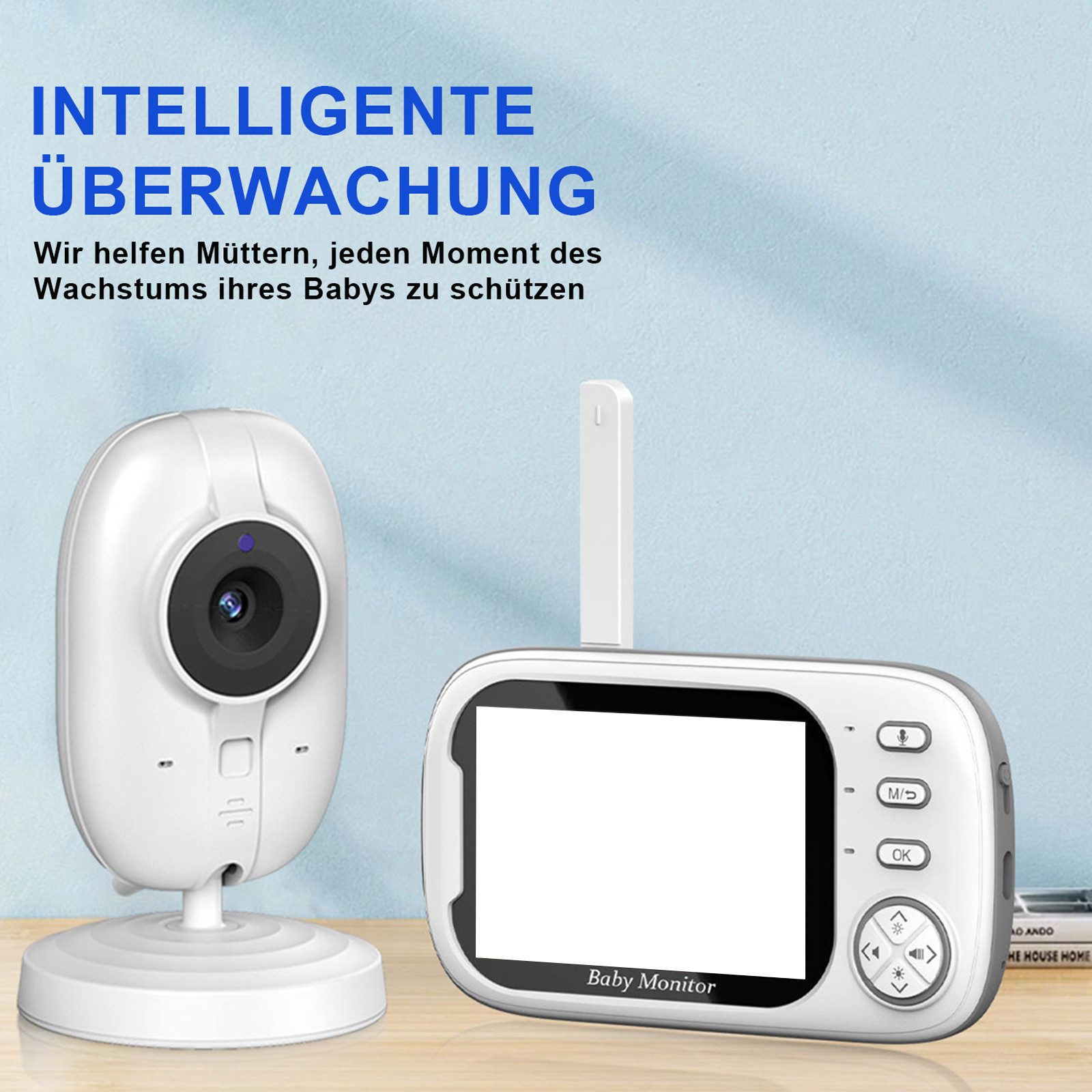 REDOM Video Baby Monitor 3.5 Inch HD Baby Monitoring System, 4x Zoom, 120° Tilt, 360° Rotation, 2.4 GHz FHSS (no Wi-Fi required), App-free, 5m Night Vision, Two-Way Audio, Temperature Monitoring, 2000 mAh Battery, Baby Cam for Parents