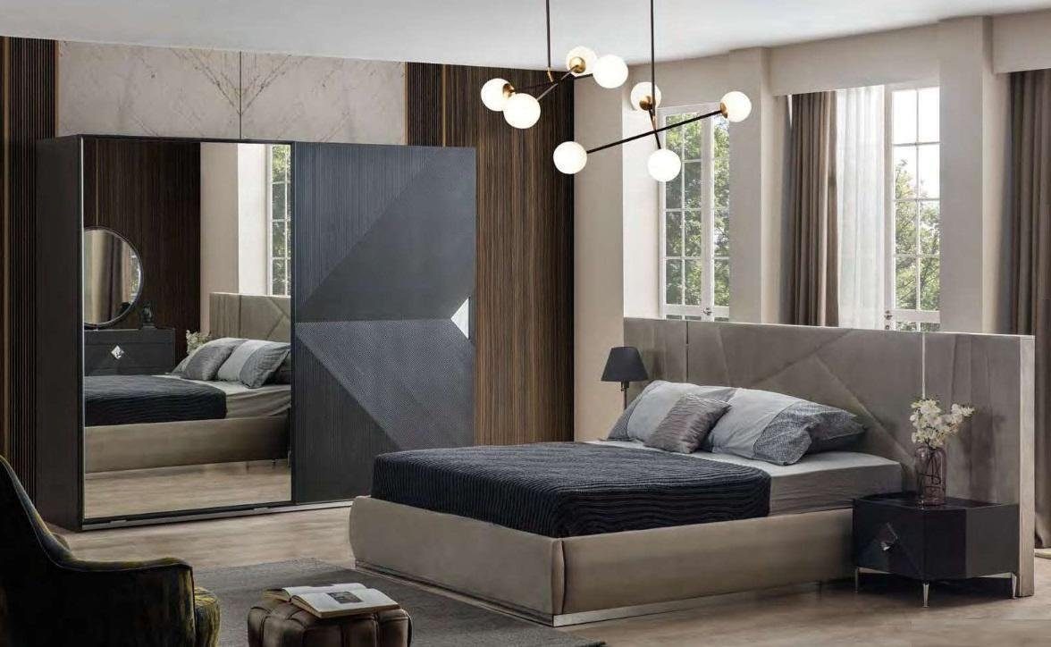 JVmoebel Schlafzimmer-Set Modern Schlafzimmer Set Bett + 2x Nachttische + Kleiderschrank Luxus, Made In Europe