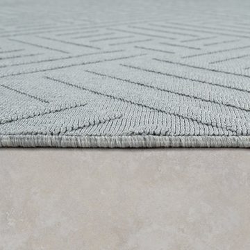 Teppich Namur 326, Paco Home, rechteckig, Höhe: 4 mm, Kurzflor, Uni-Farben, modernes Design, 3D-Effekt, Outdoor geeignet