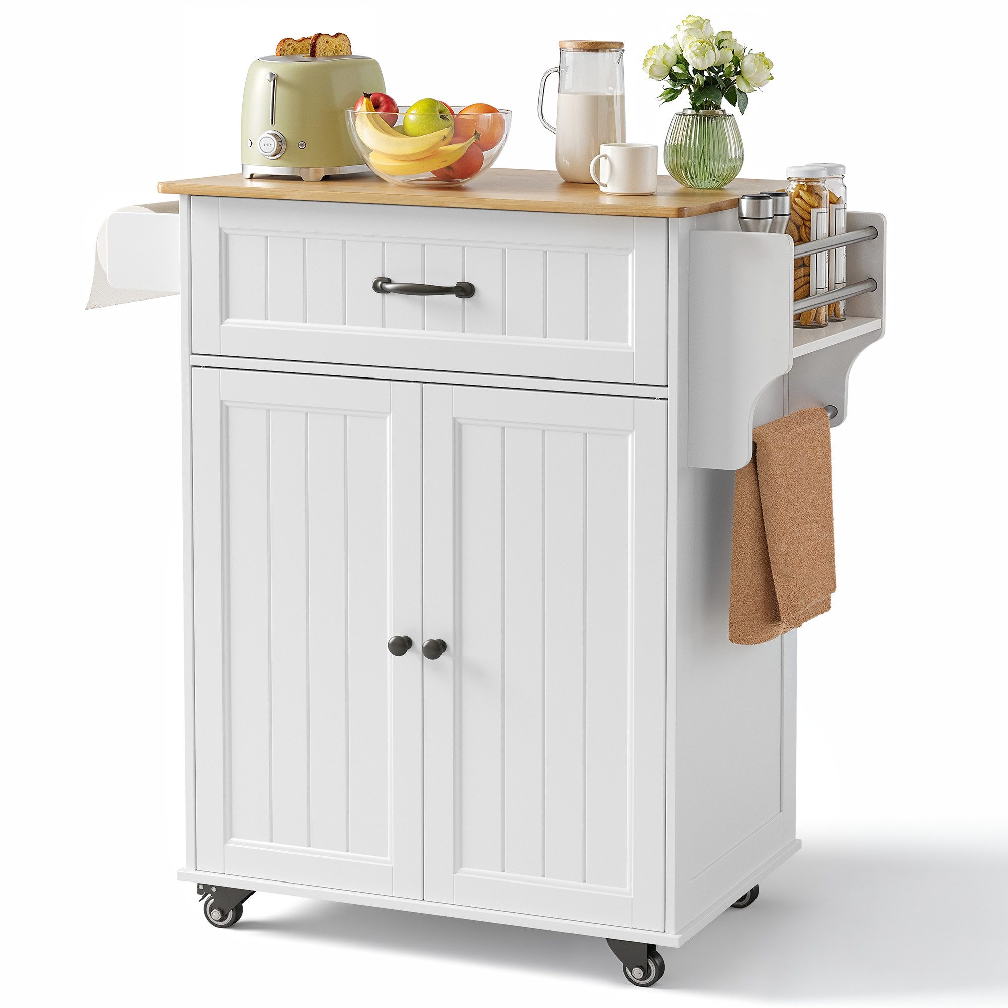 Bealife Küchenwagen,Küchenwagen auf Rädern, mit Handtuchhalter, Arbeitsplat günstig online kaufen