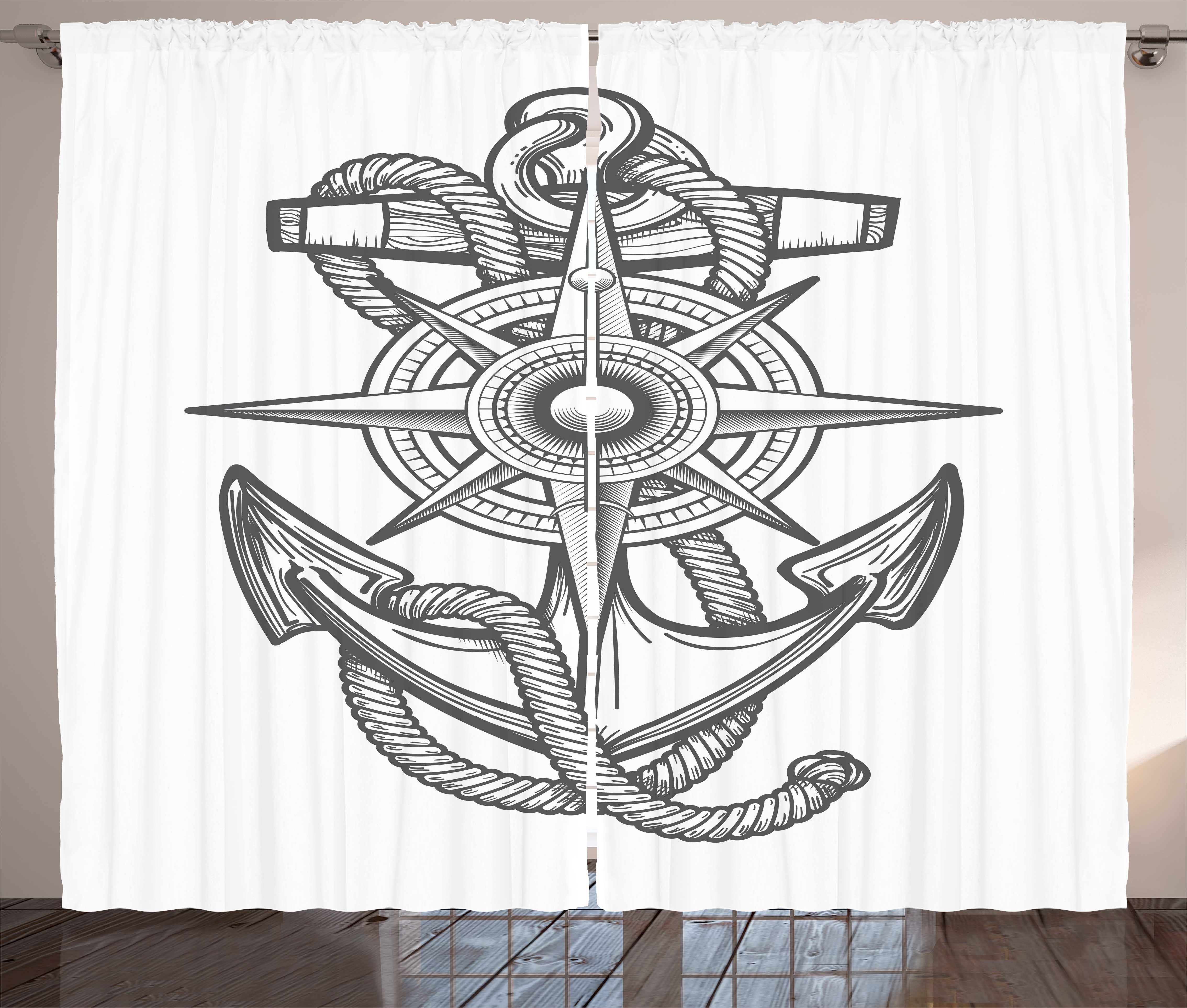 Gardine Schlafzimmer Kräuselband Vorhang Anchor Rope mit und Abakuhaus, Haken, Schlaufen Sketch Nautical Tattoo