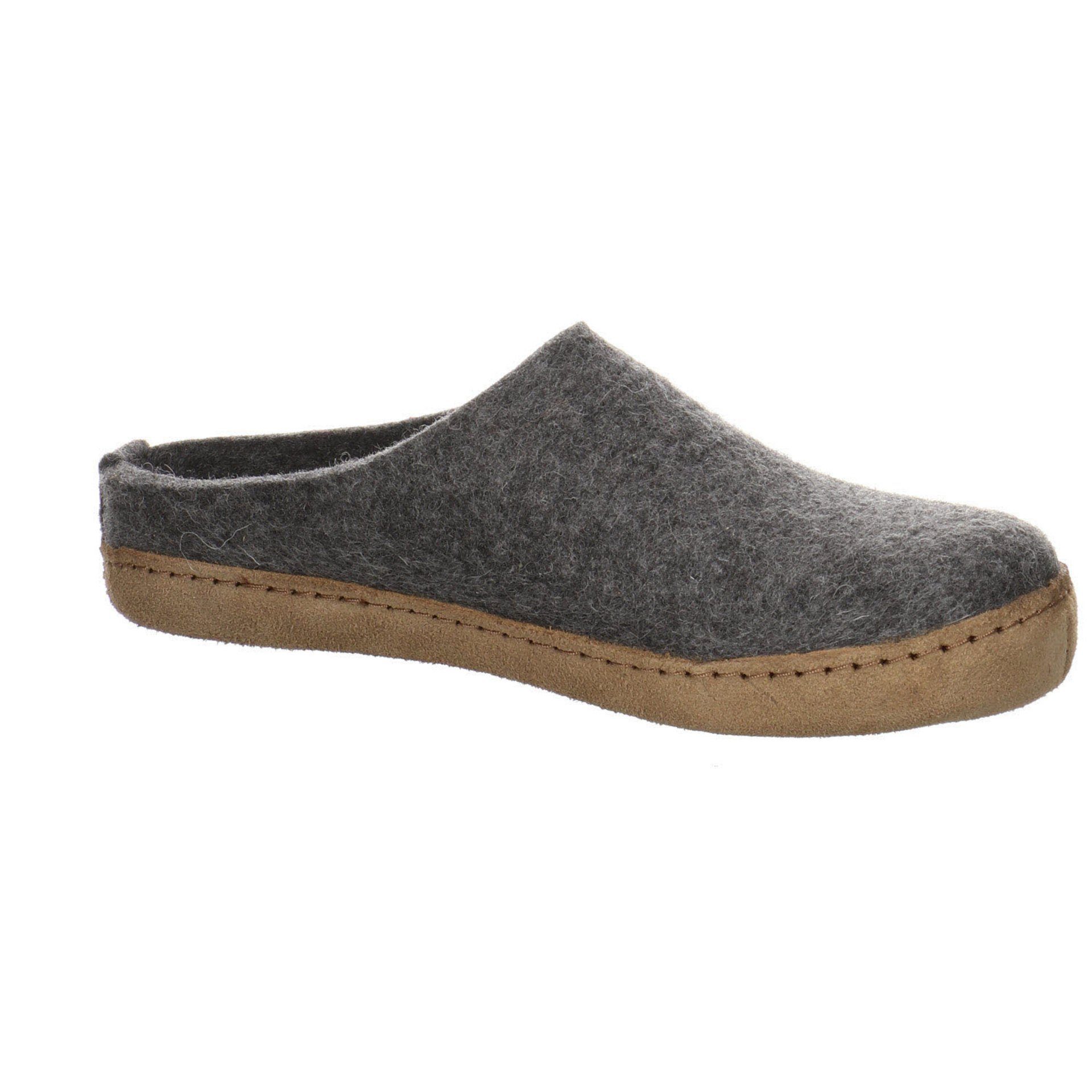 Slipper grau dunkel Haflinger Hausschuh Textil Emils Hausschuhe Toffel Damen Hausschuh