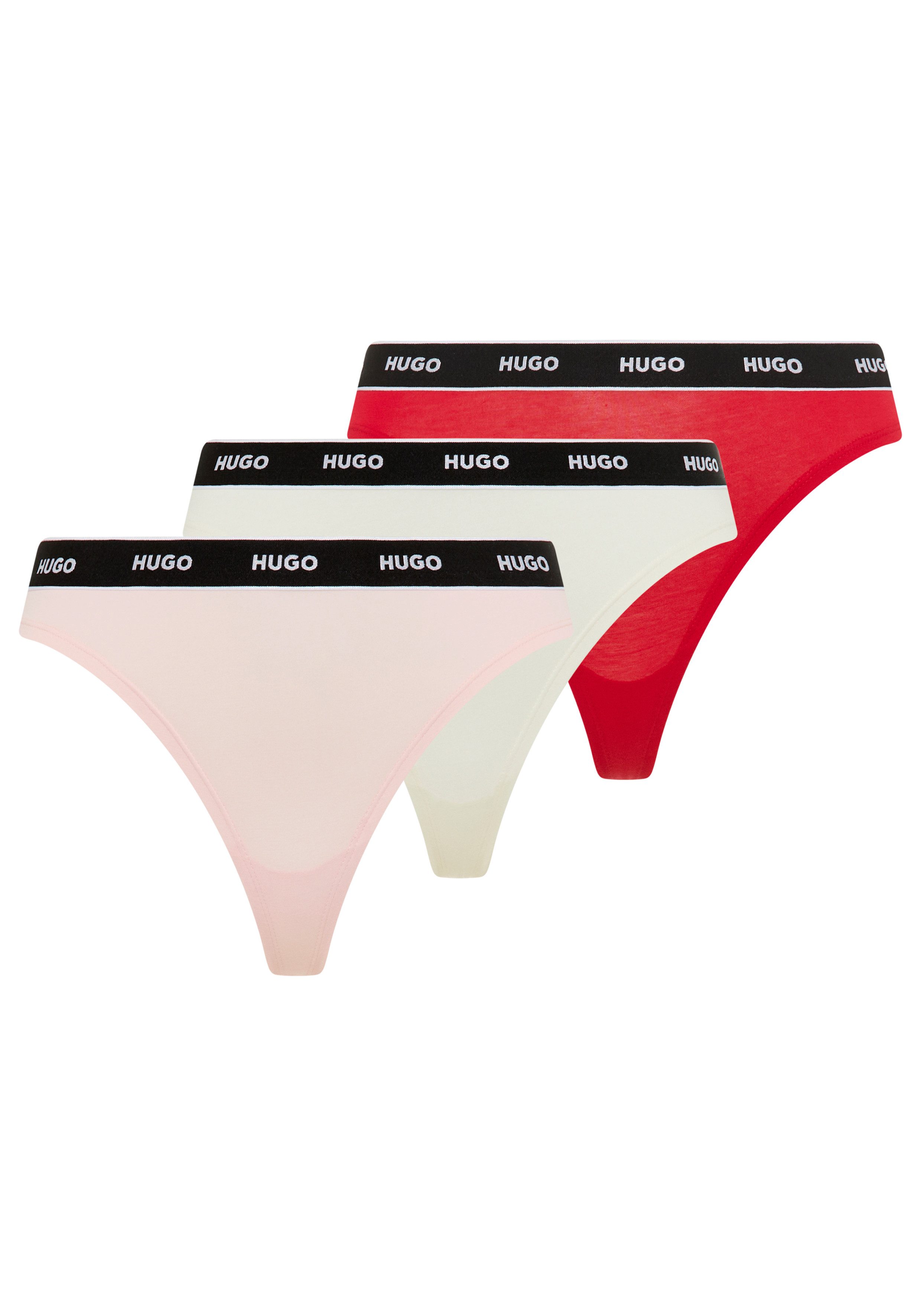 HUGO String TRIPLET THONG STRIPE elastischer Bund mit Logo, enganliegend