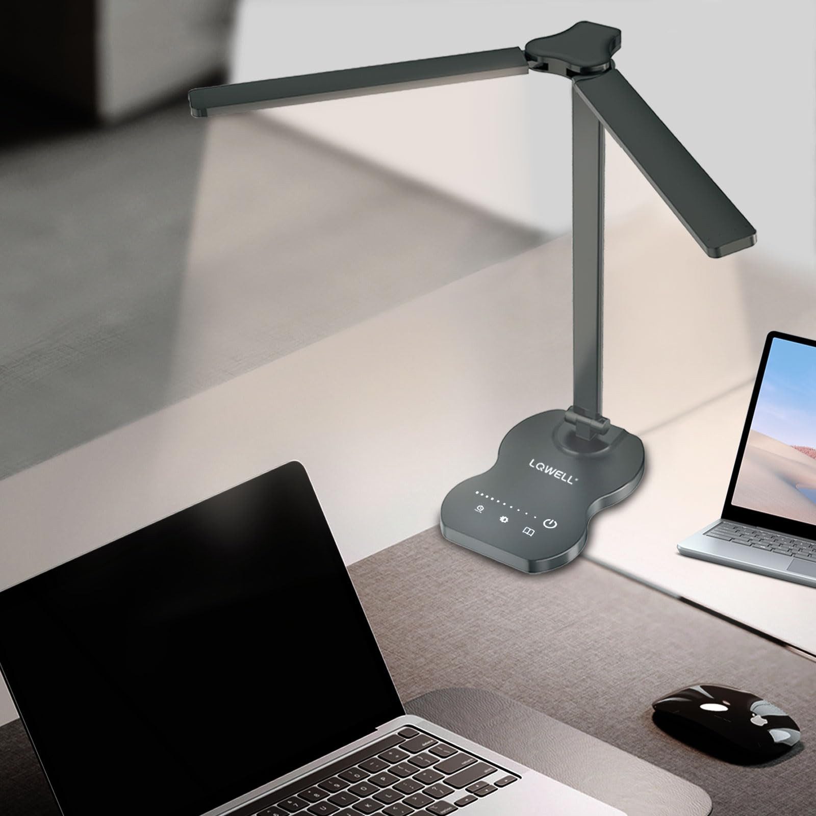 LQWELL Schreibtischlampe Doppelkopf-Schreibtischlampe LED Dimmbar, LED günstig online kaufen