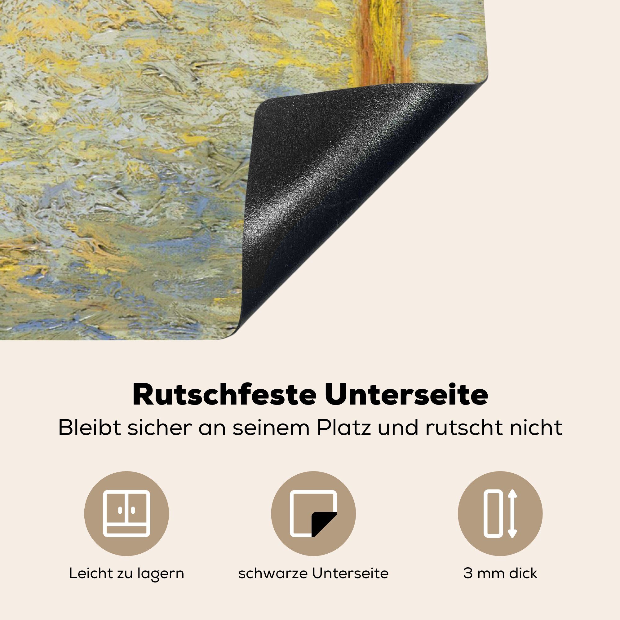 - für (1 Arbeitsplatte Birnbaum MuchoWow 78x78 Gogh, Ceranfeldabdeckung, Gemälde van von tlg), Herdblende-/Abdeckplatte cm, küche Vincent Blühender Vinyl,