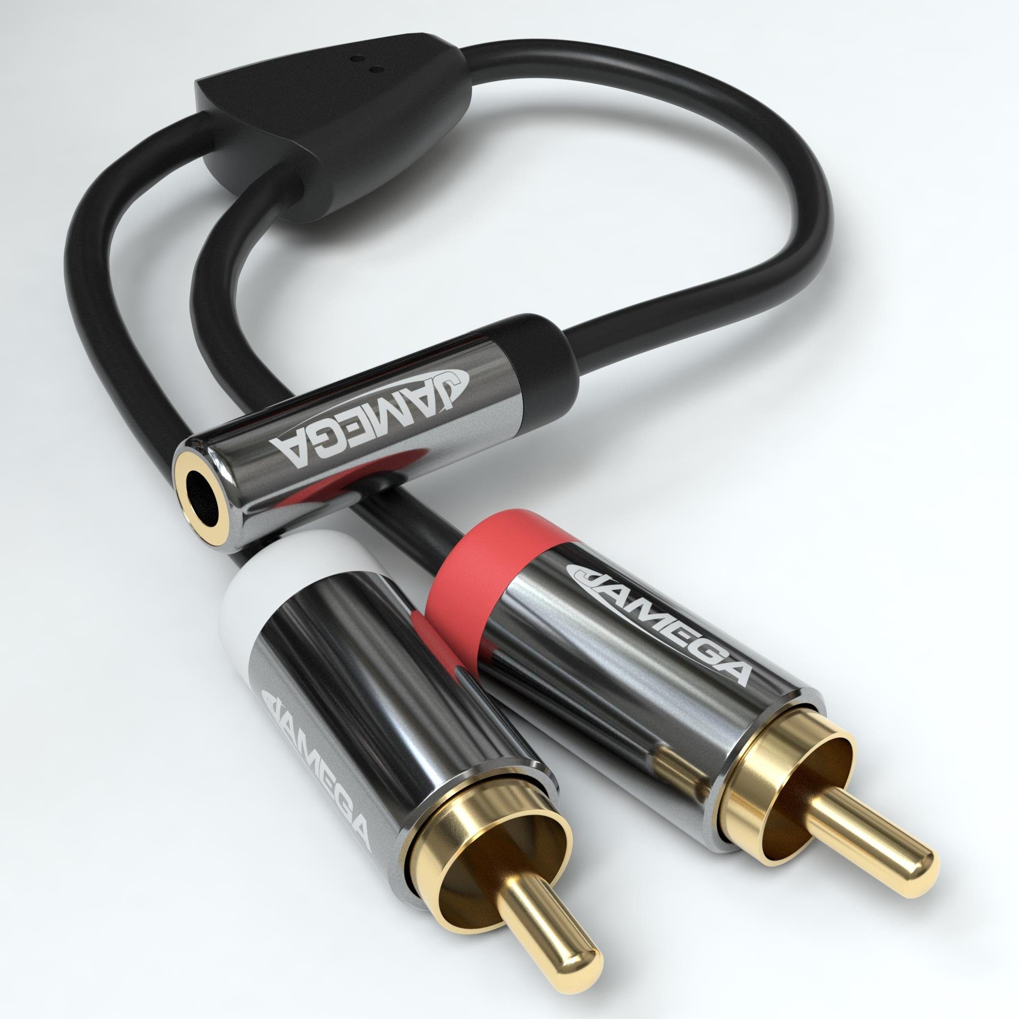 JAMEGA Cinch Klinke Adapter Aux zu Cinch 3.5mm Klinken Buchse auf 2 RCA Cinch Audio-Adapter