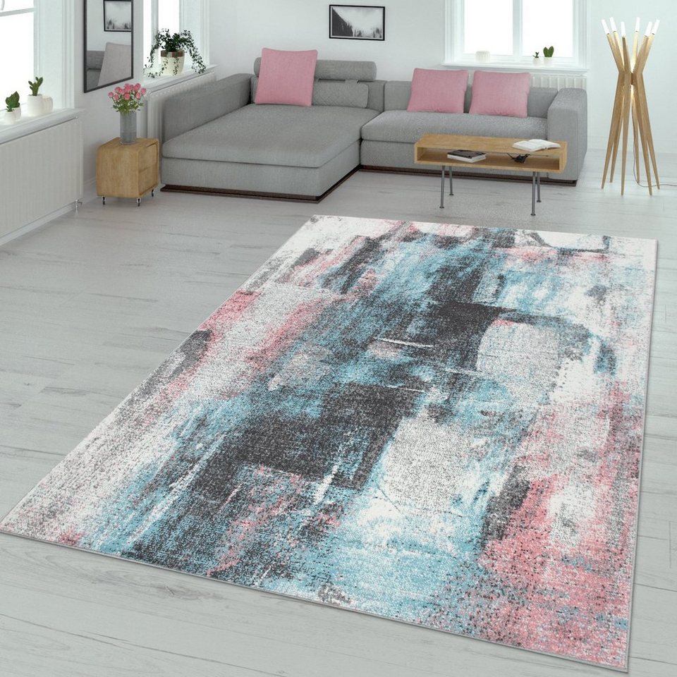 Teppich Für Wohnzimmer, Mit Farbverläufe In Pastellfarben, Abstrakt In  Rosa, TT Home, rechteckig, Höhe: 13 mm