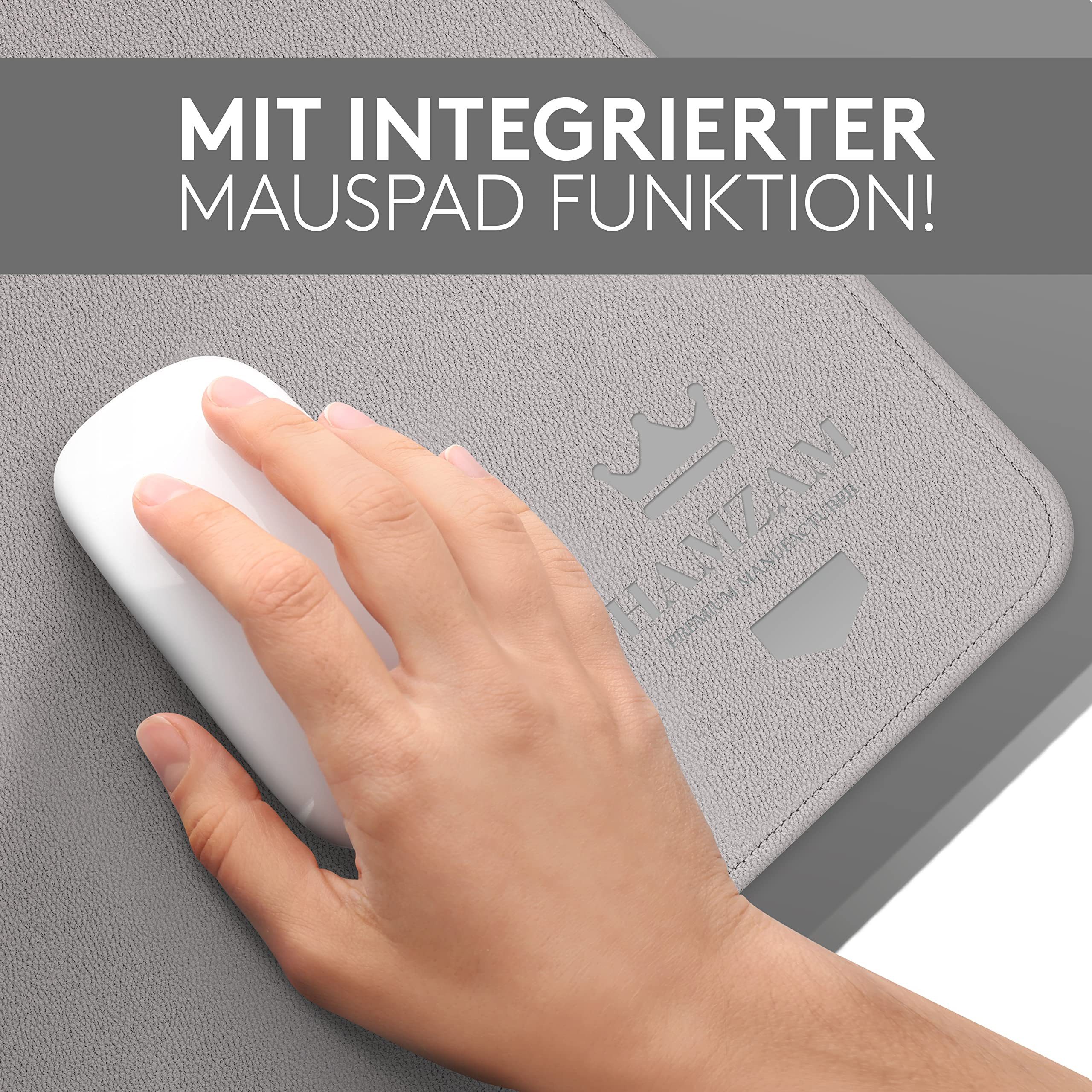 HAMZAM Schreibtischunterlage 90x40cm - PU Leder - Schreibtisch Unterlage mit Mauspad Funktion