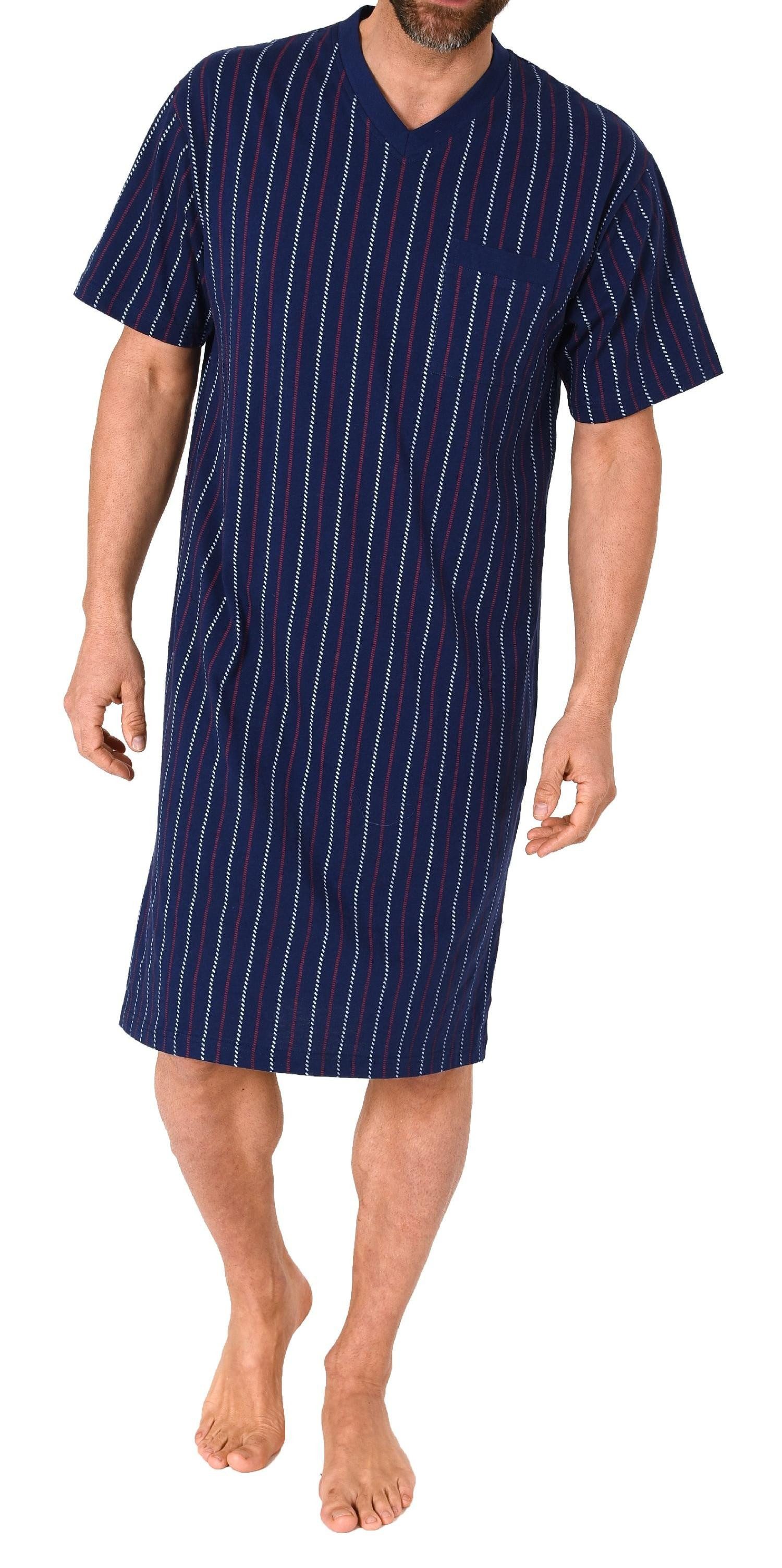 Normann Pyjama Herren kurzarm Nachthemd in Streifenoptik - auch in Übergröß günstig online kaufen