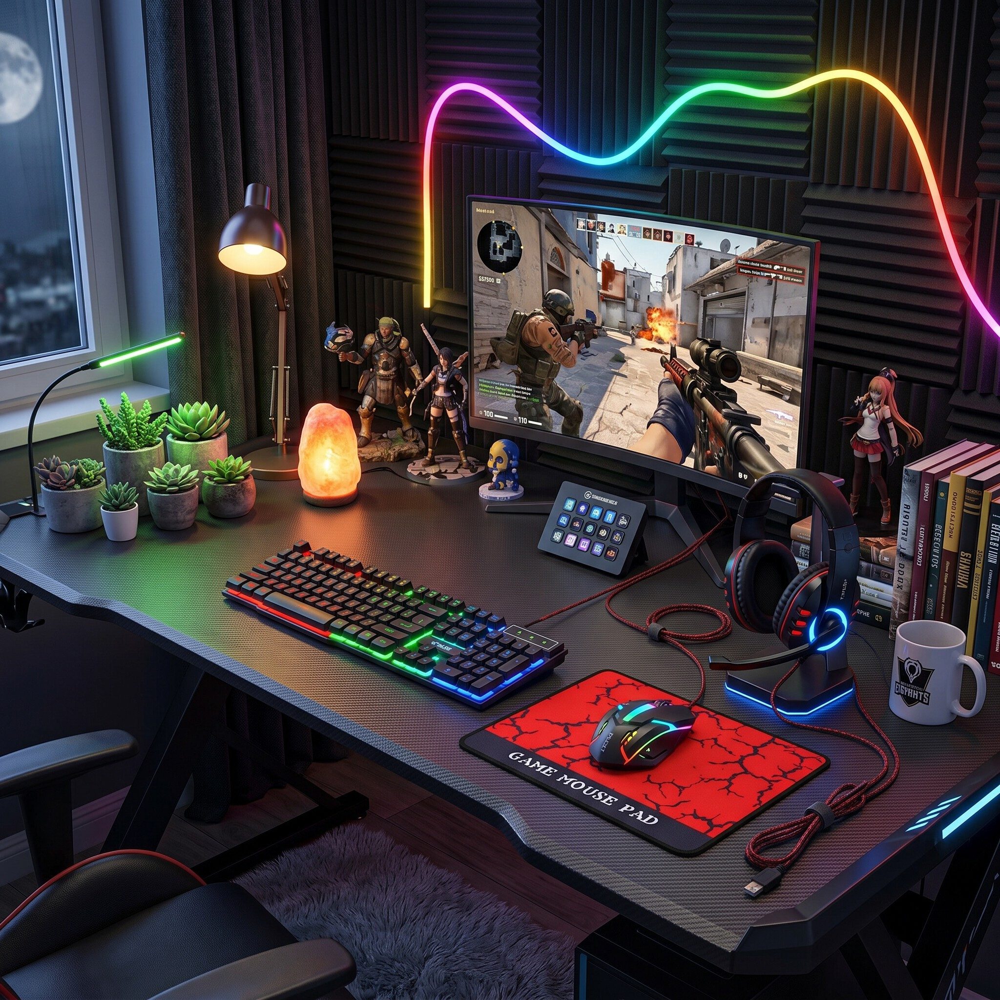 GARRYFIZH Gaming-Tastatur + kabelgebundene Maus + Gaming-Headset + Mauspad Tastatur-, Maus- und Mauspad-Set, (TF800), Farbige Hintergrundbeleuchtung Einstellbares Mikrofon
