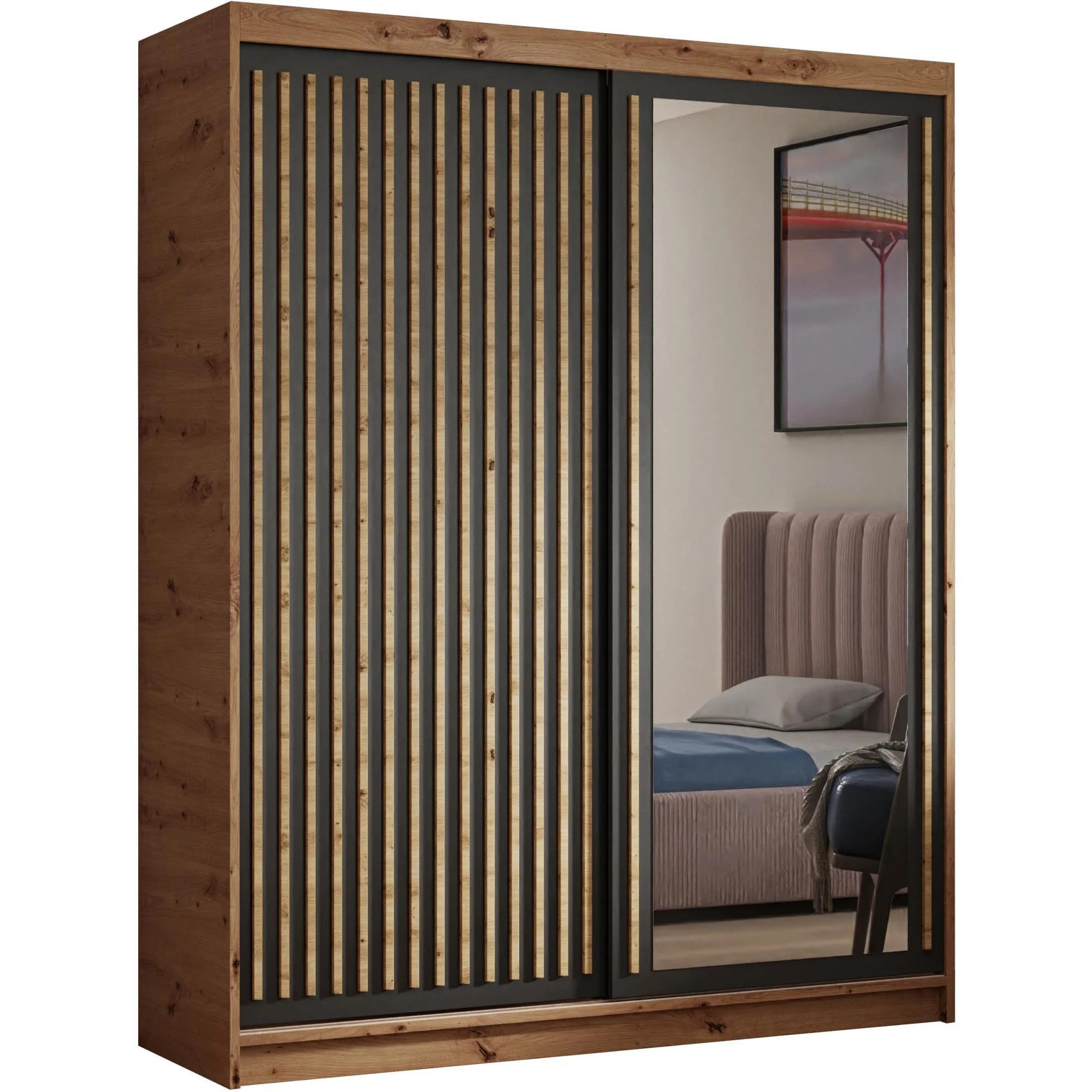 Beautysofa Garderobenschrank Kleiderschrank Donatello mit Schiebetüren günstig online kaufen