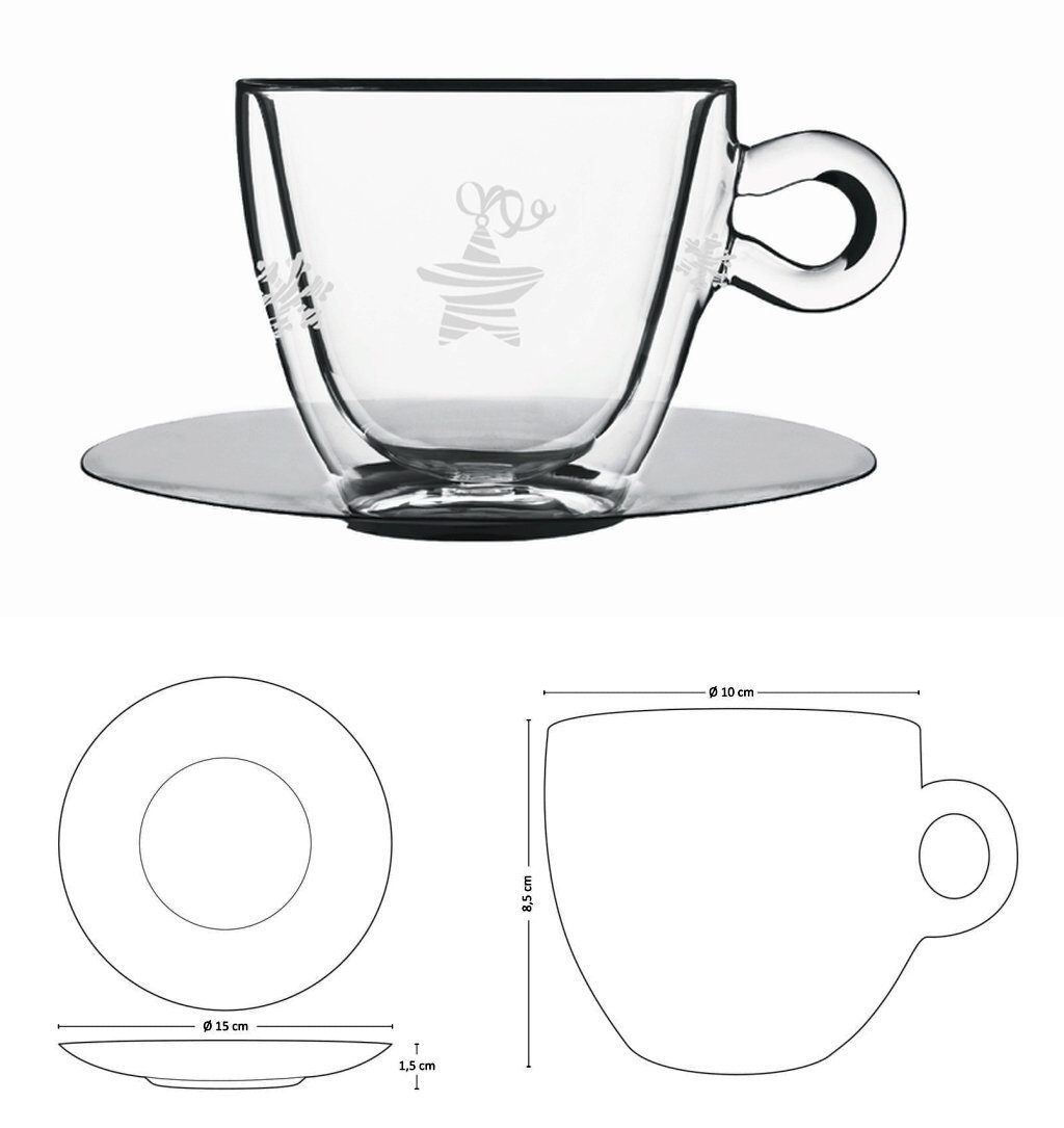 Thermo Bormioli Glastasse Kaffee Cappuccino Tee Luigi, Luigi Glas Tasse Weihnachtstasse Thermotasse