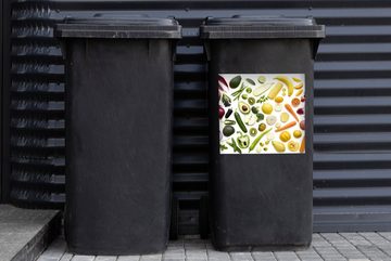MuchoWow Wandsticker Gemüse - Obst - Regenbogen (1 St), Mülleimer-aufkleber, Mülltonne, Sticker, Container, Abfalbehälter