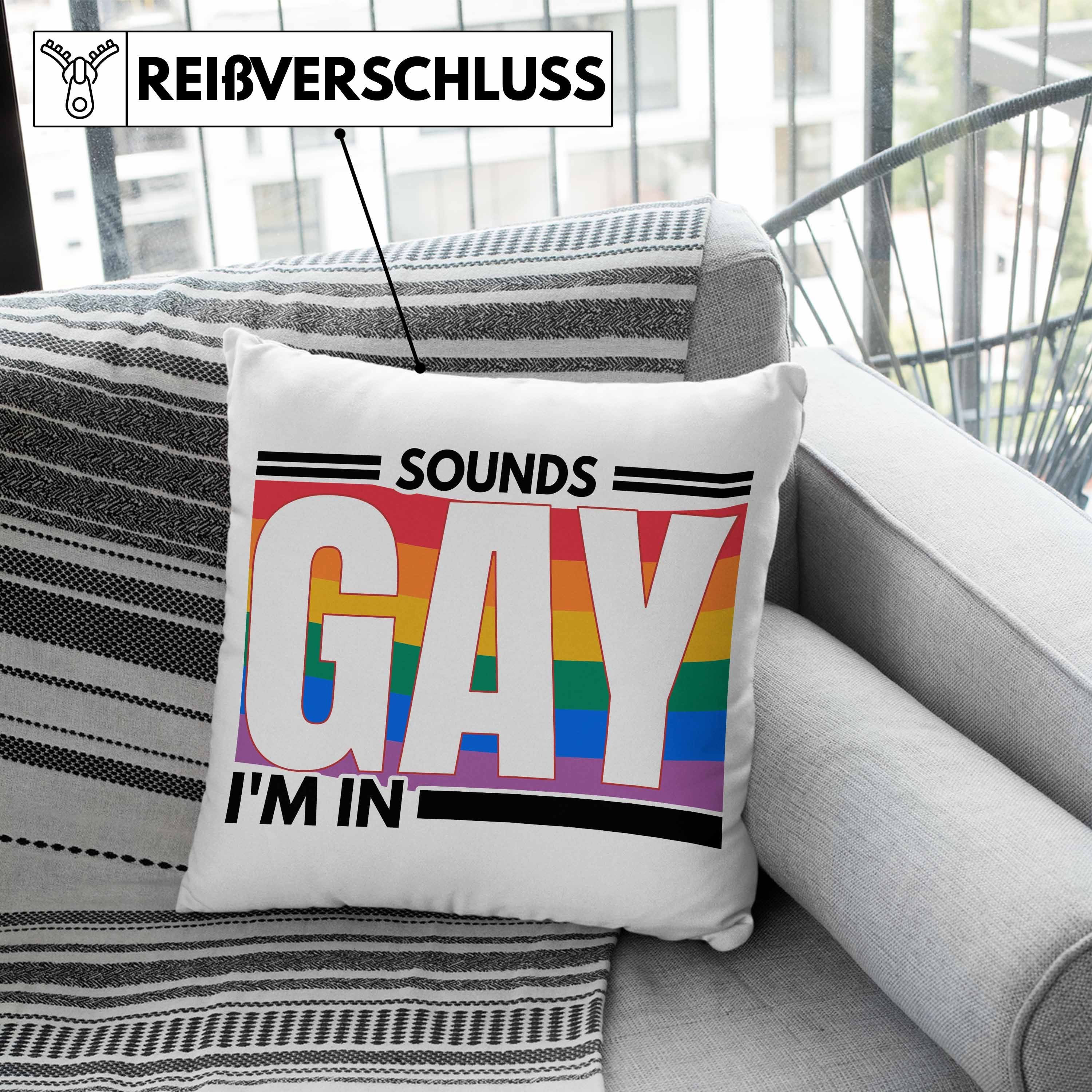 Lesben Schwule Im Gay Geschenk Transgender Regenbogen Dekokissen In Grafik Trendation mit Grün 40x40 Trendation für Kissen Füllung Dekokissen LGBT - Regenbogen Sounds Lustige