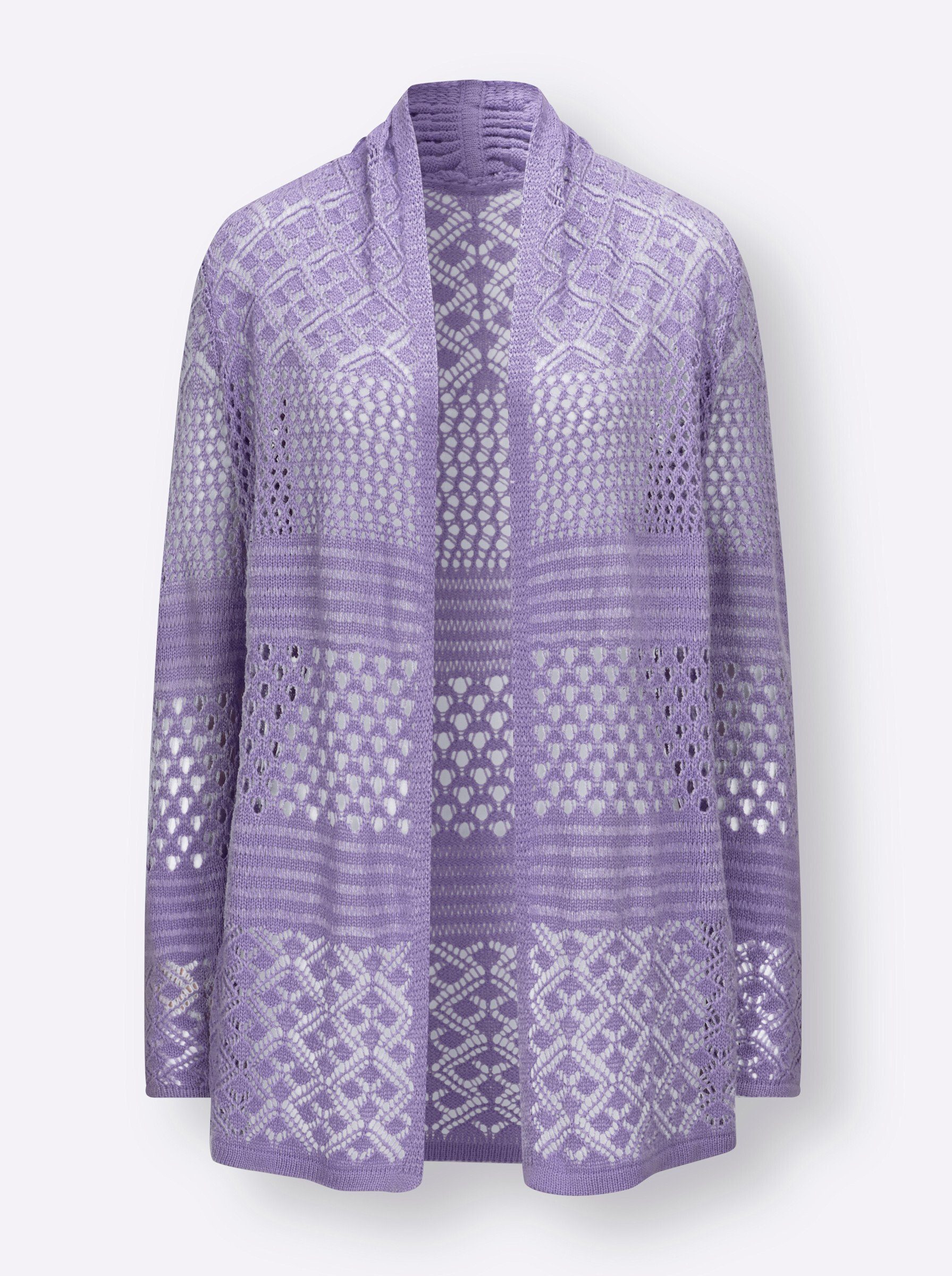 Sieh an! Strickjacke Ajourstrickjacke . mit Ajourmuster, in offener Form