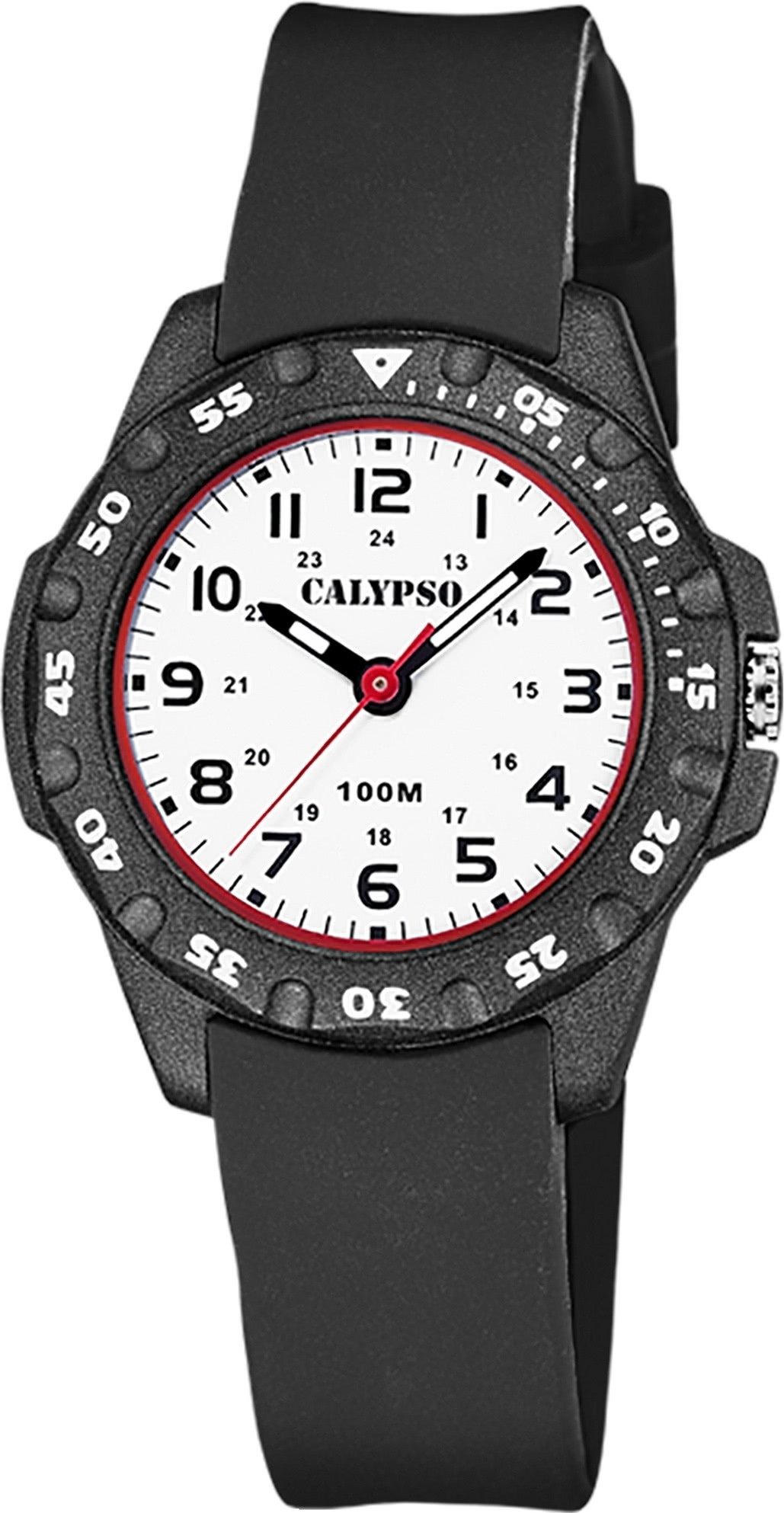 CALYPSO WATCHES Quarzuhr Calypso Jugenduhr Kunststoff schwarz, (Analoguhr), Jugenduhr rund, klein (ca. 29mm) Kunststoffarmband, Fashion-Style