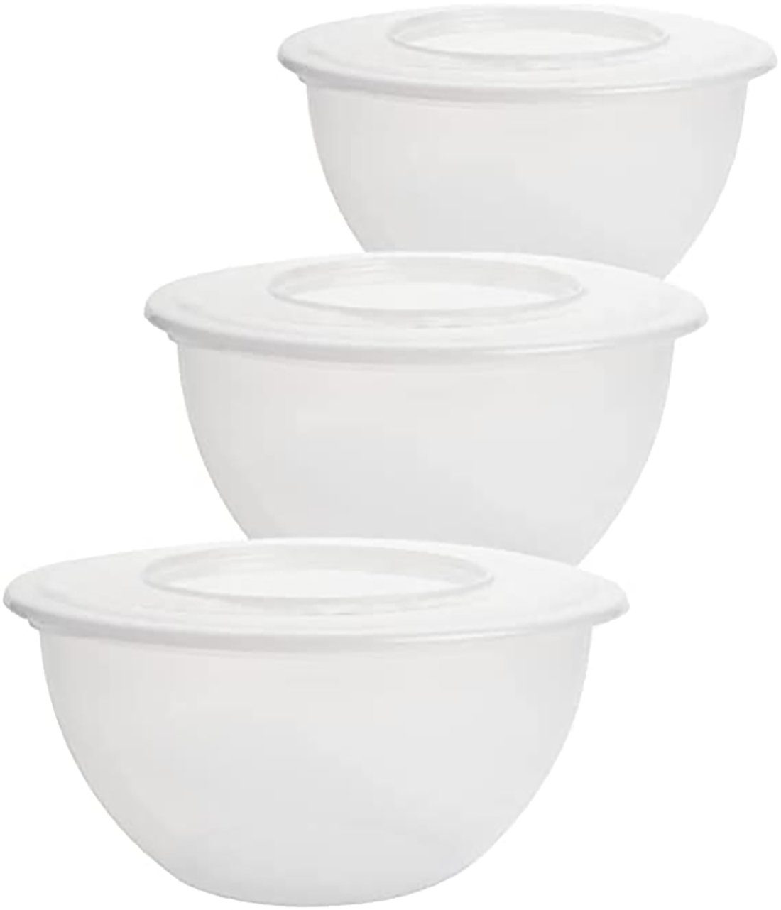 Centi Rührschüssel Salatschüssel mit Deckel, Schüssel Set, 5l, Transparent Ø, BPA-frei, Rührschüssel mit Plastikschüssel Schüsseln 3-tlg), Kunststoff, Set, Deckel (28cm