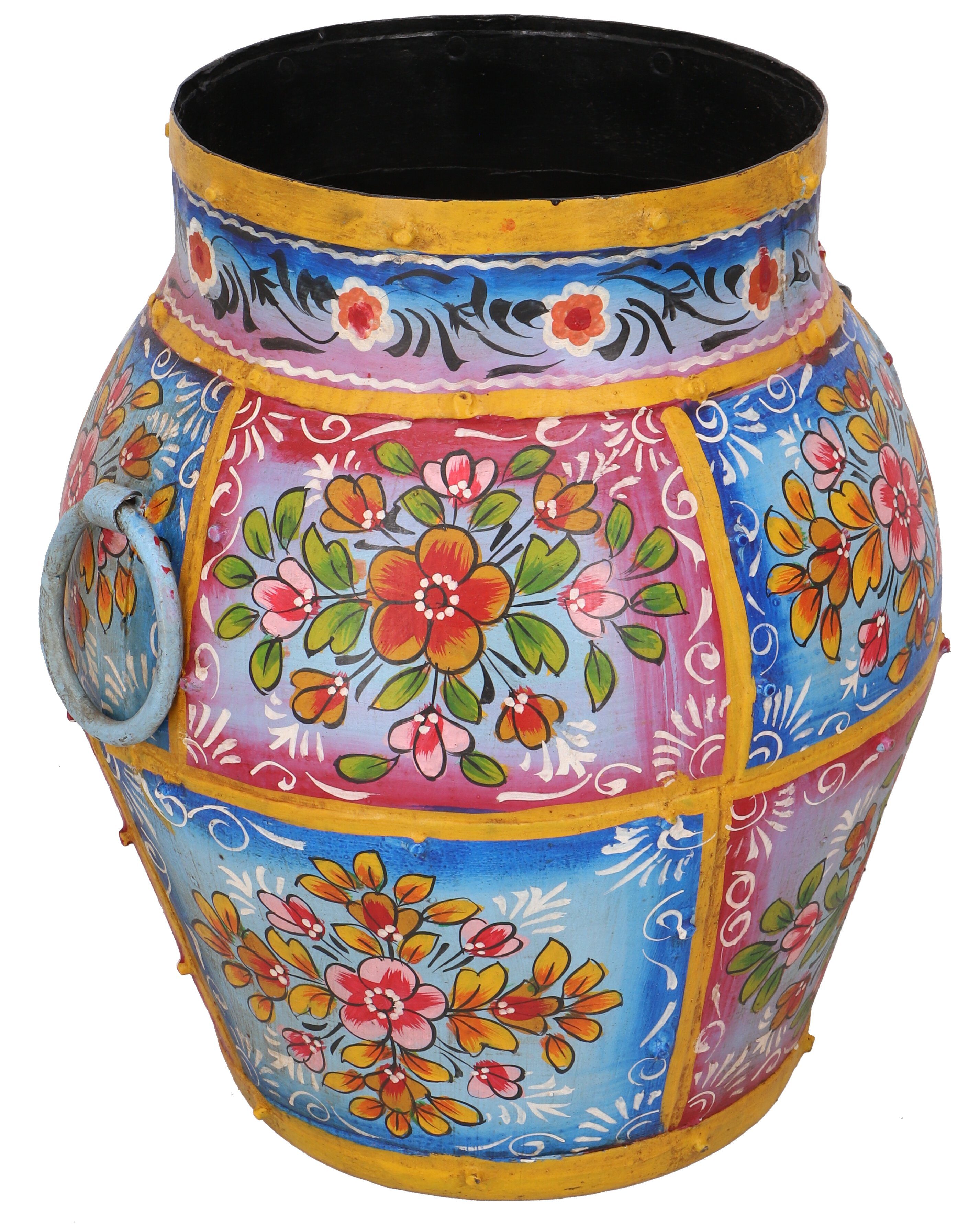 Guru-Shop Dekovase Vintage Metall Vase, Krug Rajasthan, handbemalt.. s (40*33*33)-Design 3