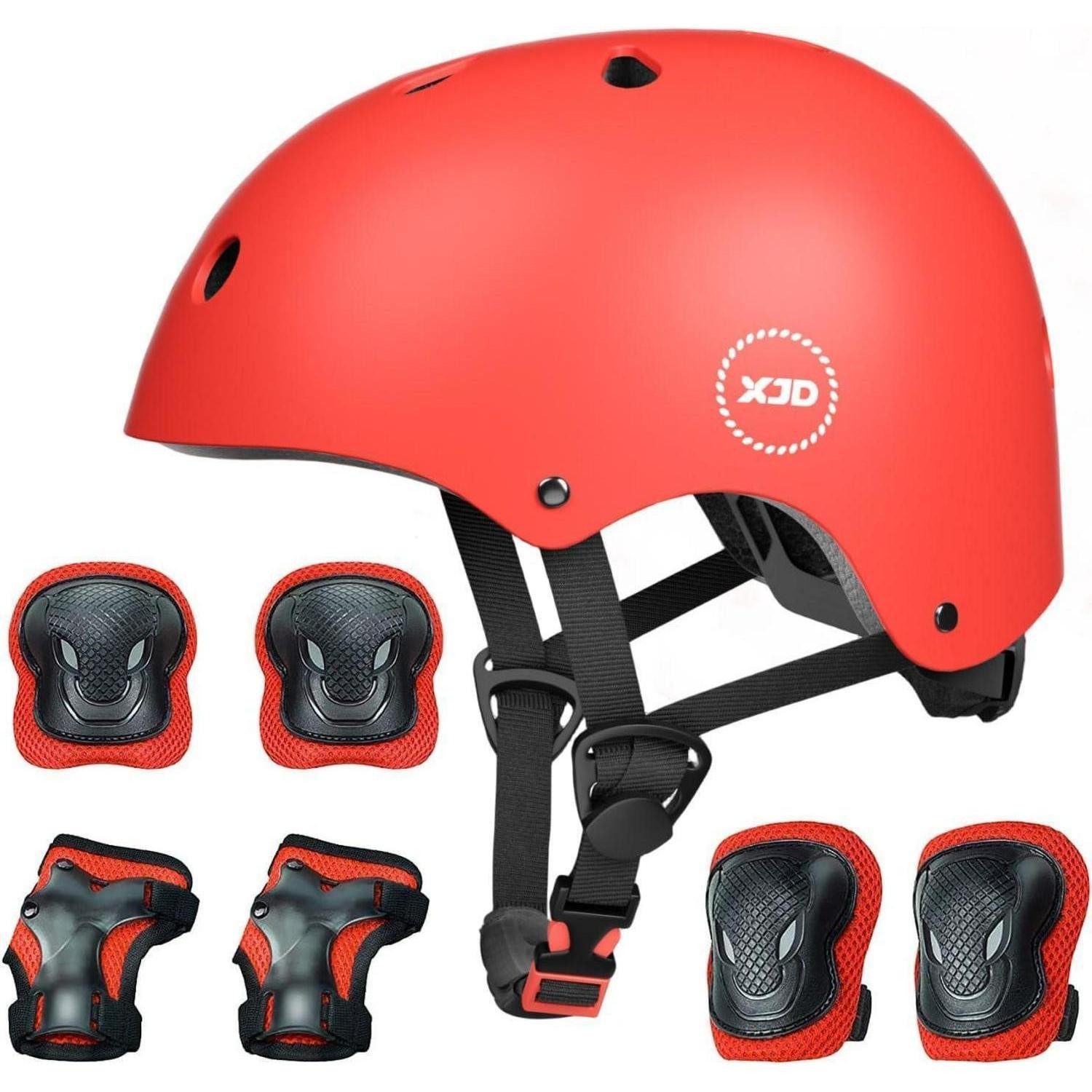 LuxusKollektion Kinderfahrradhelm Fahrradhelm Kinder Skaterhelm Scooter Skateboard M 55-58 cm Rot Set