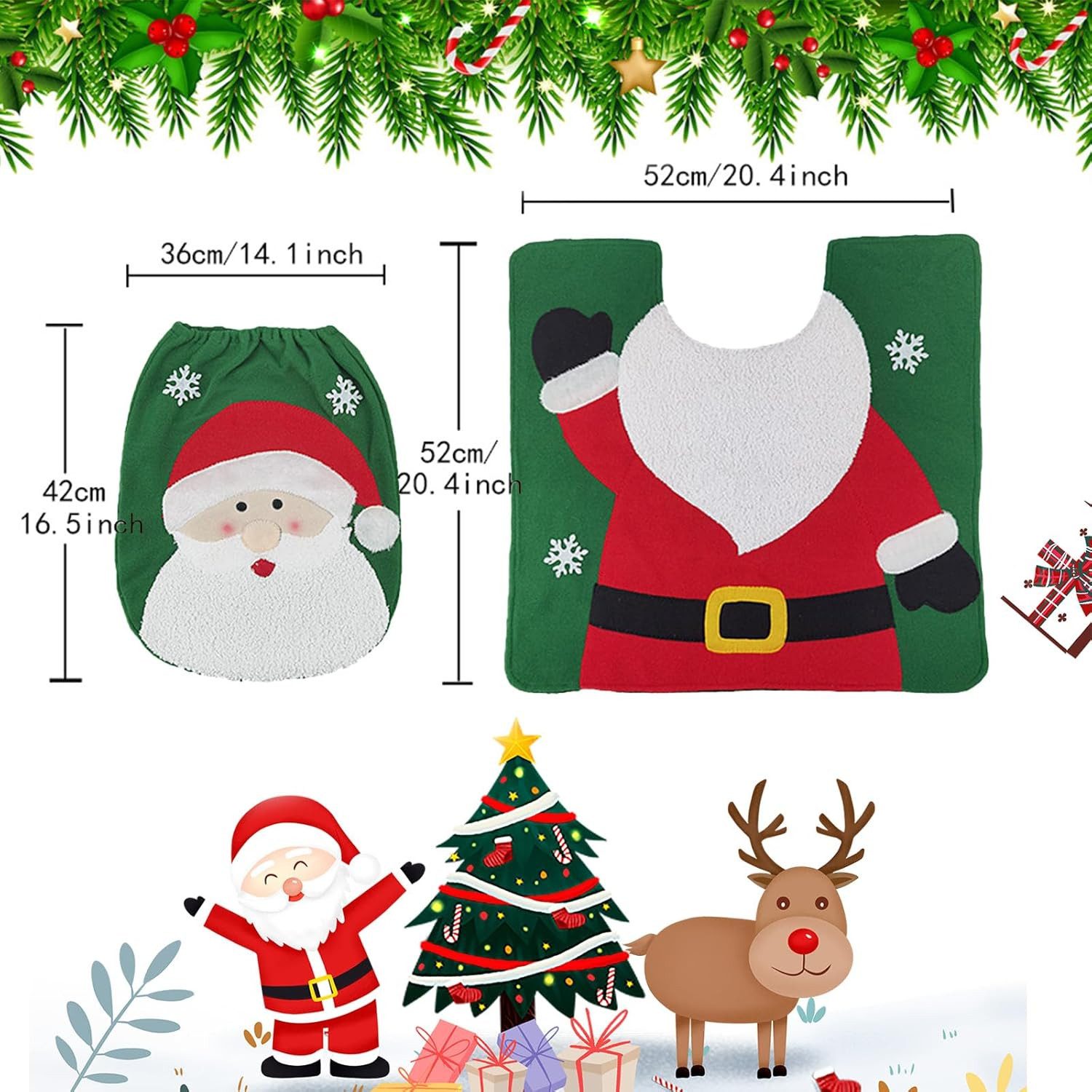 Coonoor WC-Deckelbezug 2 StückeToilettensitzbezug Weihnachten Teppich günstig online kaufen