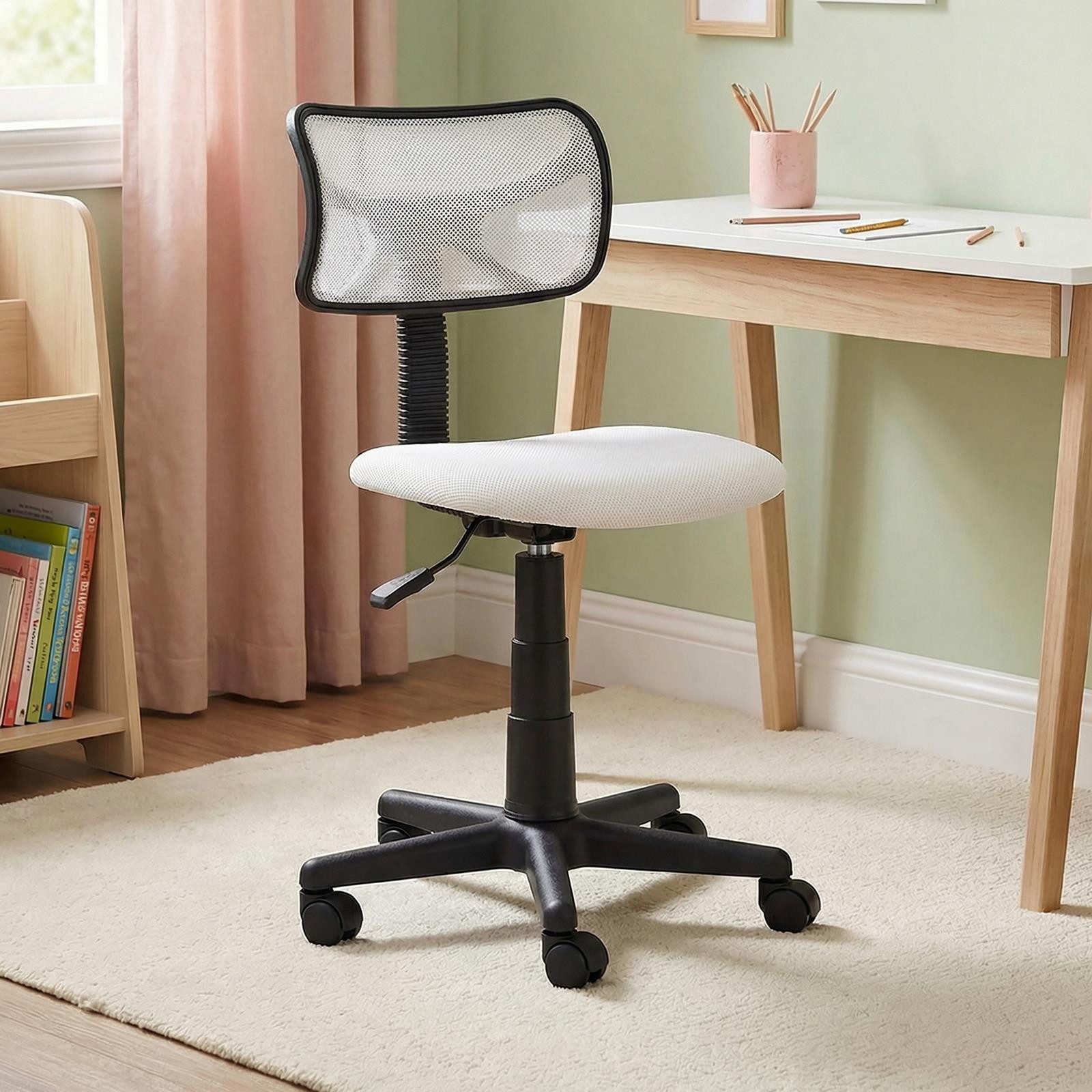 IDIMEX Schreibtischstuhl MILAN, Kinderzimmer Drehstuhl mit ergonomischer Rückenlehne atmungsaktiv Weiß