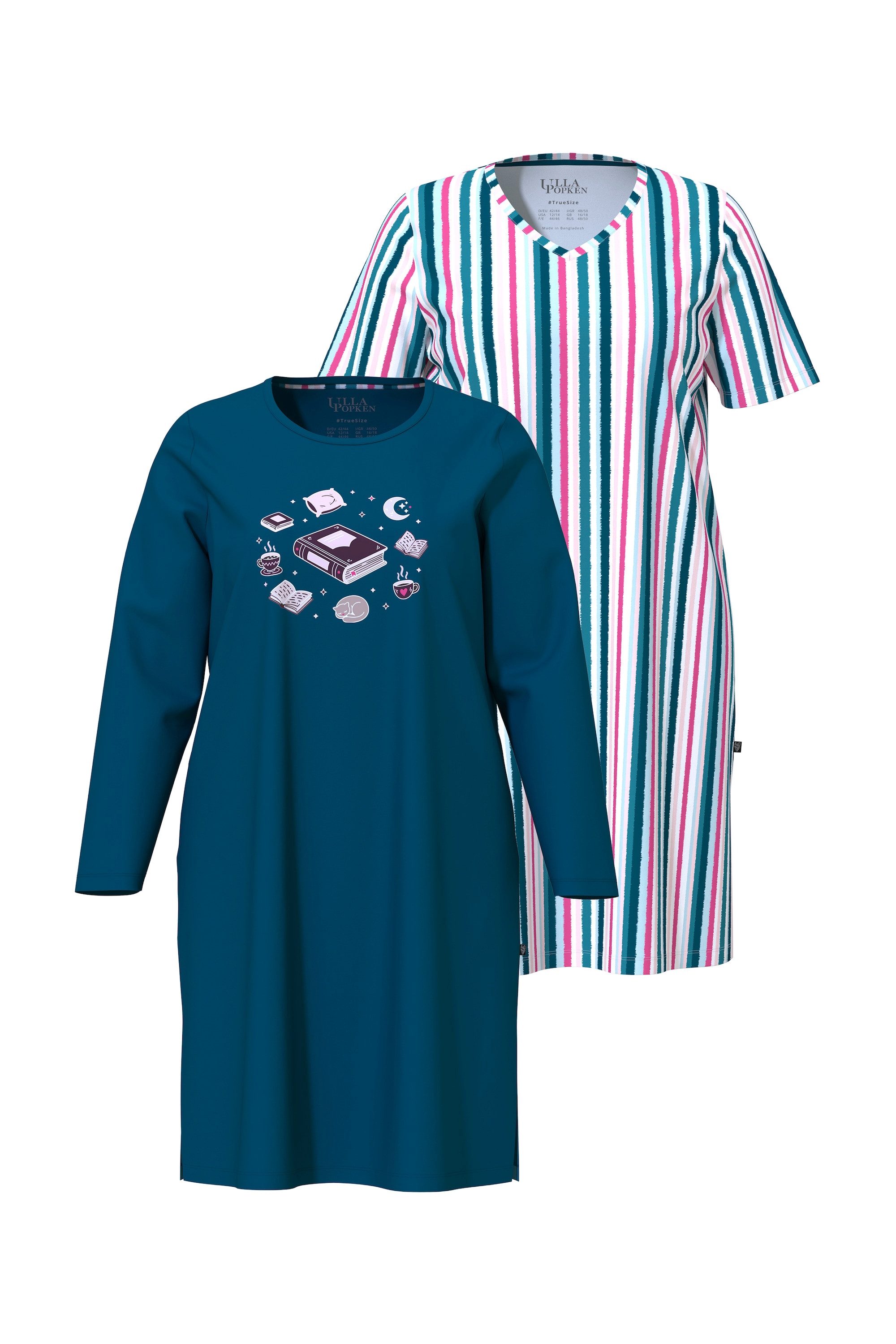 Ulla Popken Bigshirt Bigshirts 2er-Pack Rundhals/V-Ausschnitt