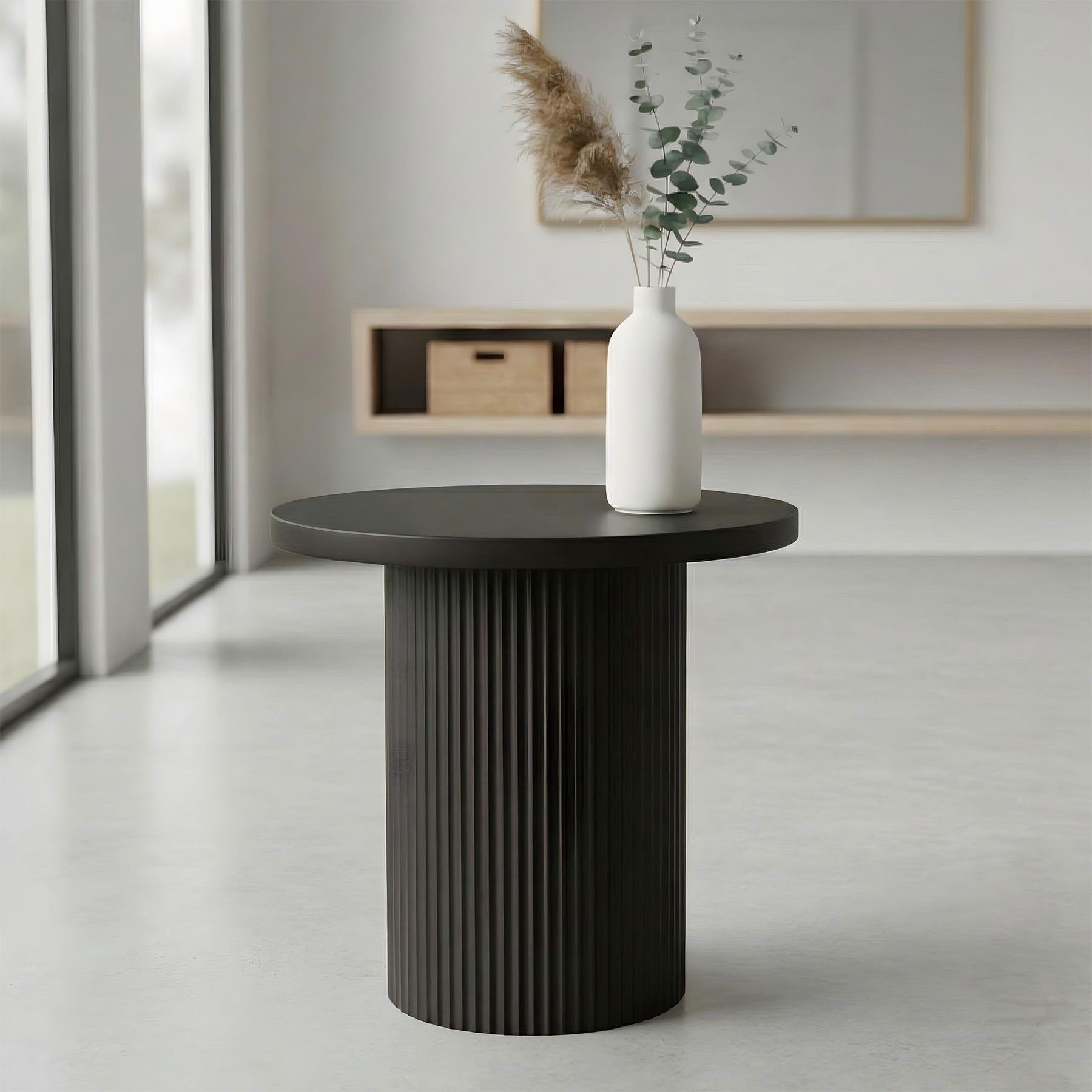 Levandeo® Beistelltisch Beistelltisch Schwarz Matt Ø40cm Metall Nachttisch Rund Leichter Ablag