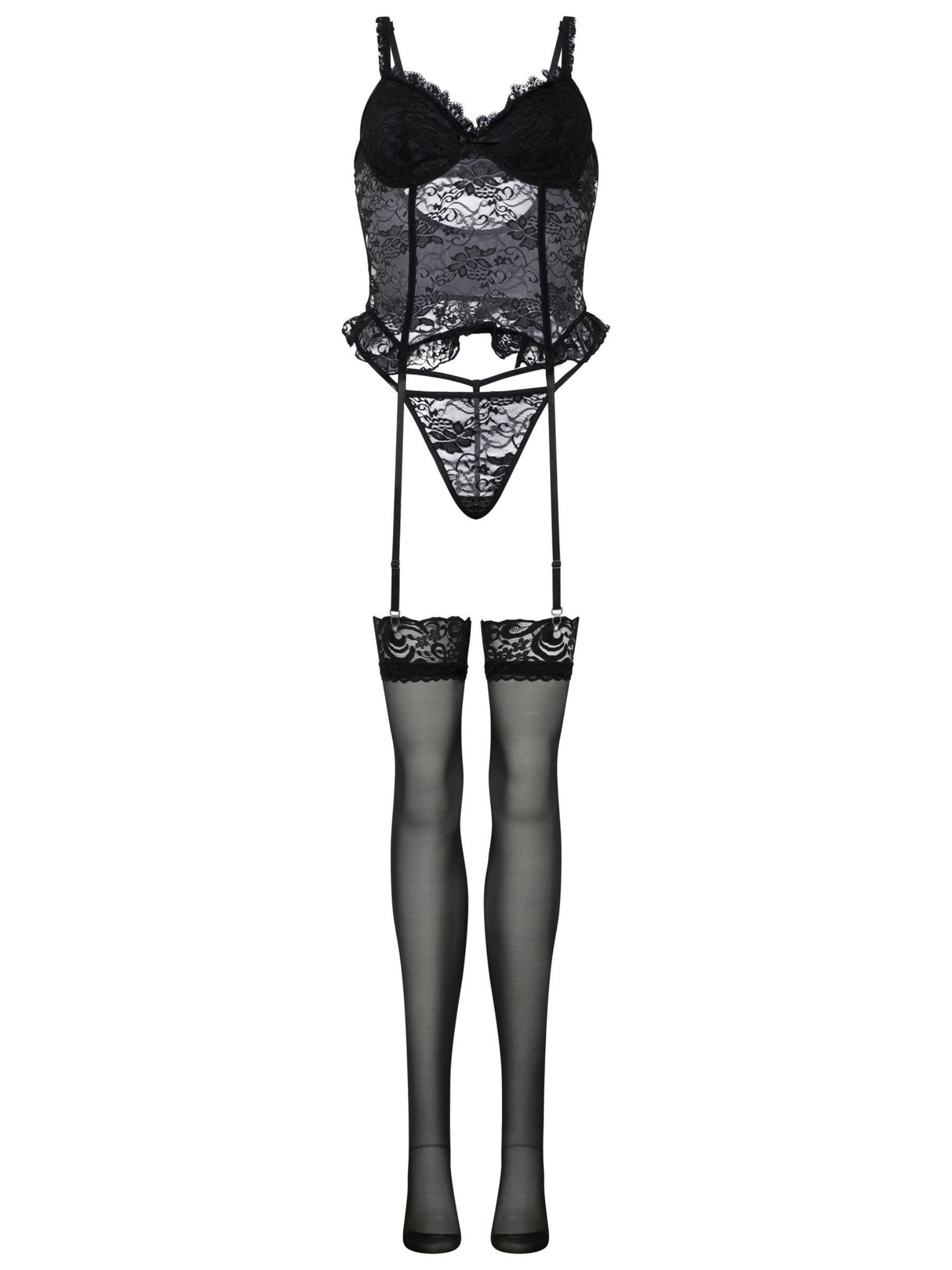 Elegant Love Set: Corsage Spitzen-Dessous Set – Sexy Corsage mit String & S günstig online kaufen