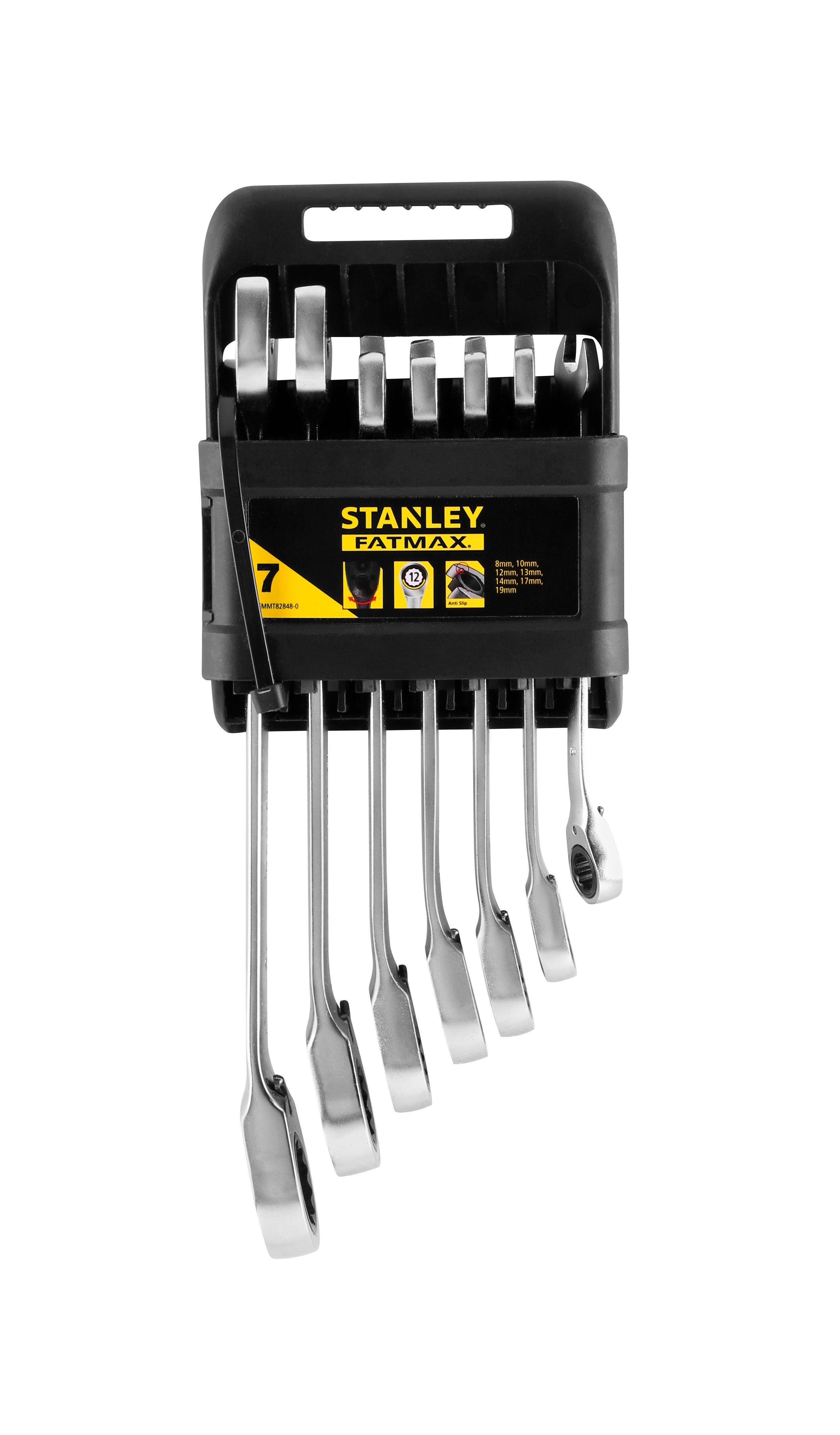 Stanley by Black & Decker Gabel- und Ringschlüssel FMMT82848-0, 7-tlg. Set, Satin verchromt