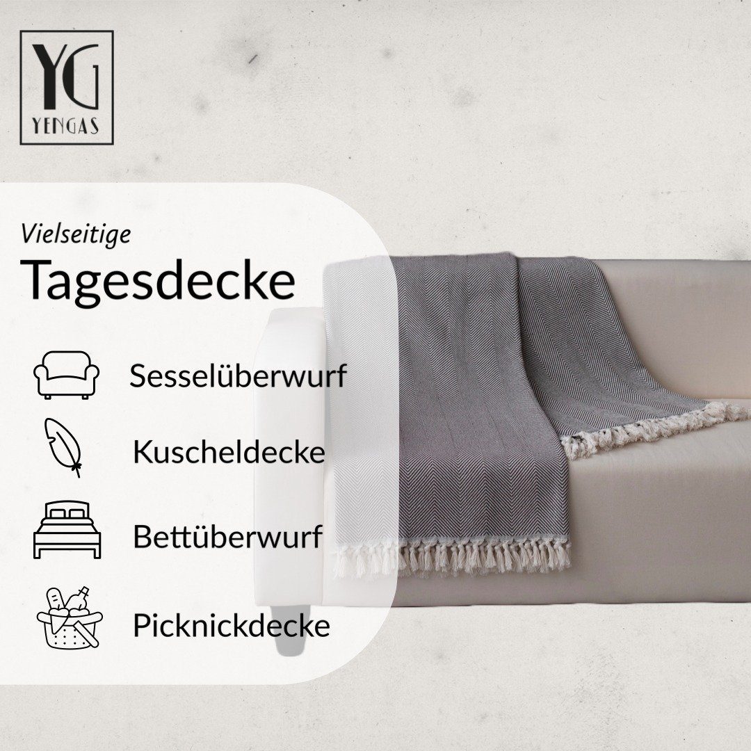 YENGAS Tagesdecke YENGAS Tagesdecke Fischgrät, XL günstig online kaufen