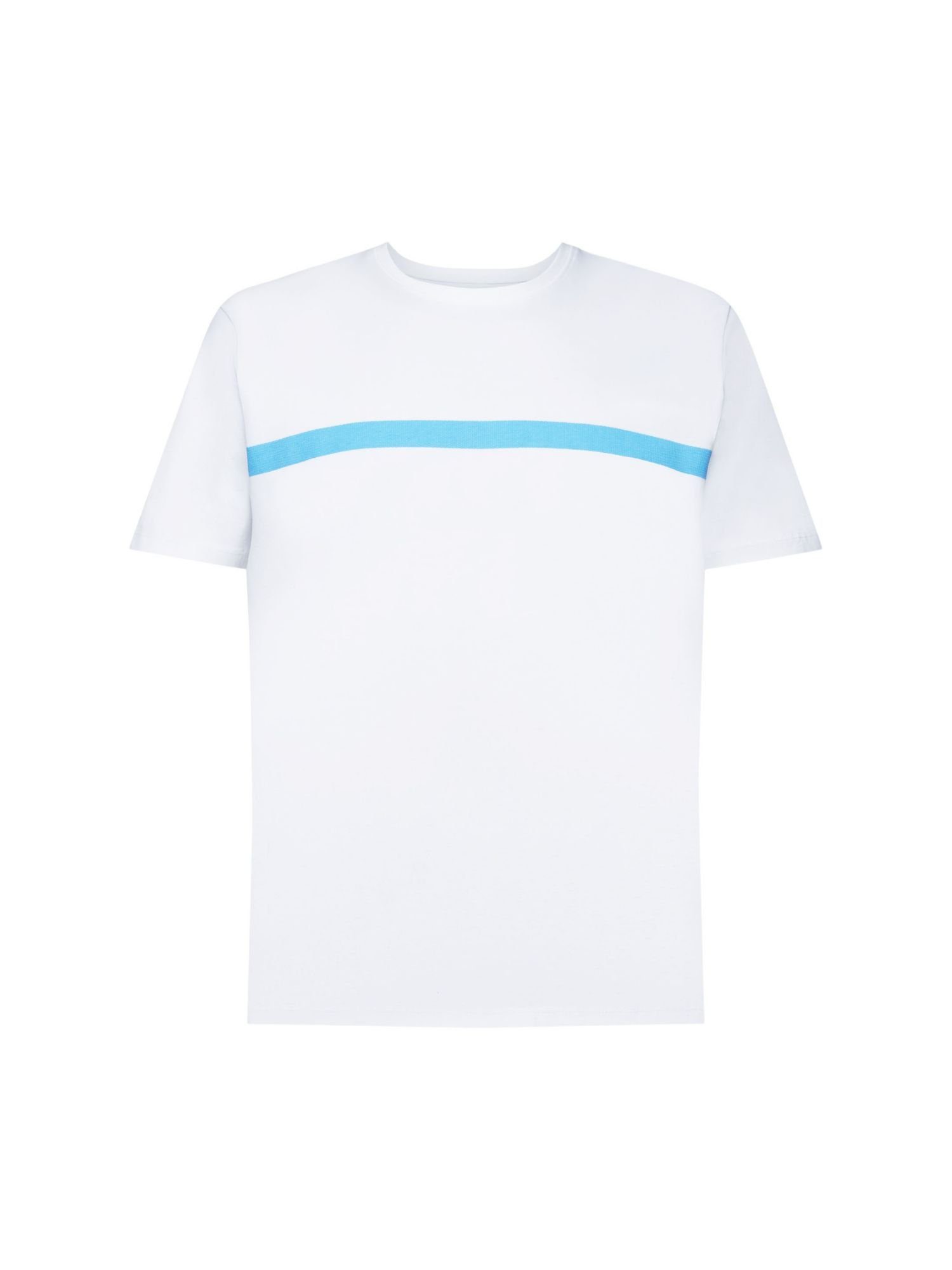 Esprit T-Shirt Baumwoll-T-Shirt mit Kontraststreifen (1-tlg) WHITE
