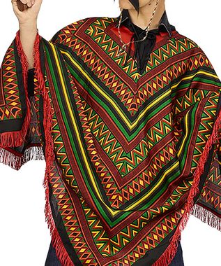 Karneval-Klamotten Kostüm Poncho Mexico mit Sombrero, Bunter Poncho für Erwachsene, Unisex, Herren, Damen, Faschingskostüm