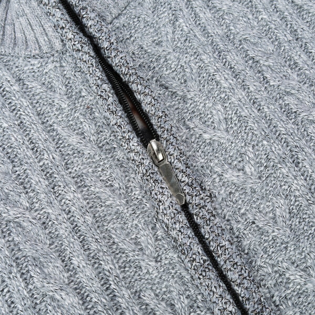 Allthemen Cardigan mit Stehkragen Herren Strickjacke mit reißverschluss – Bild 4 von 5