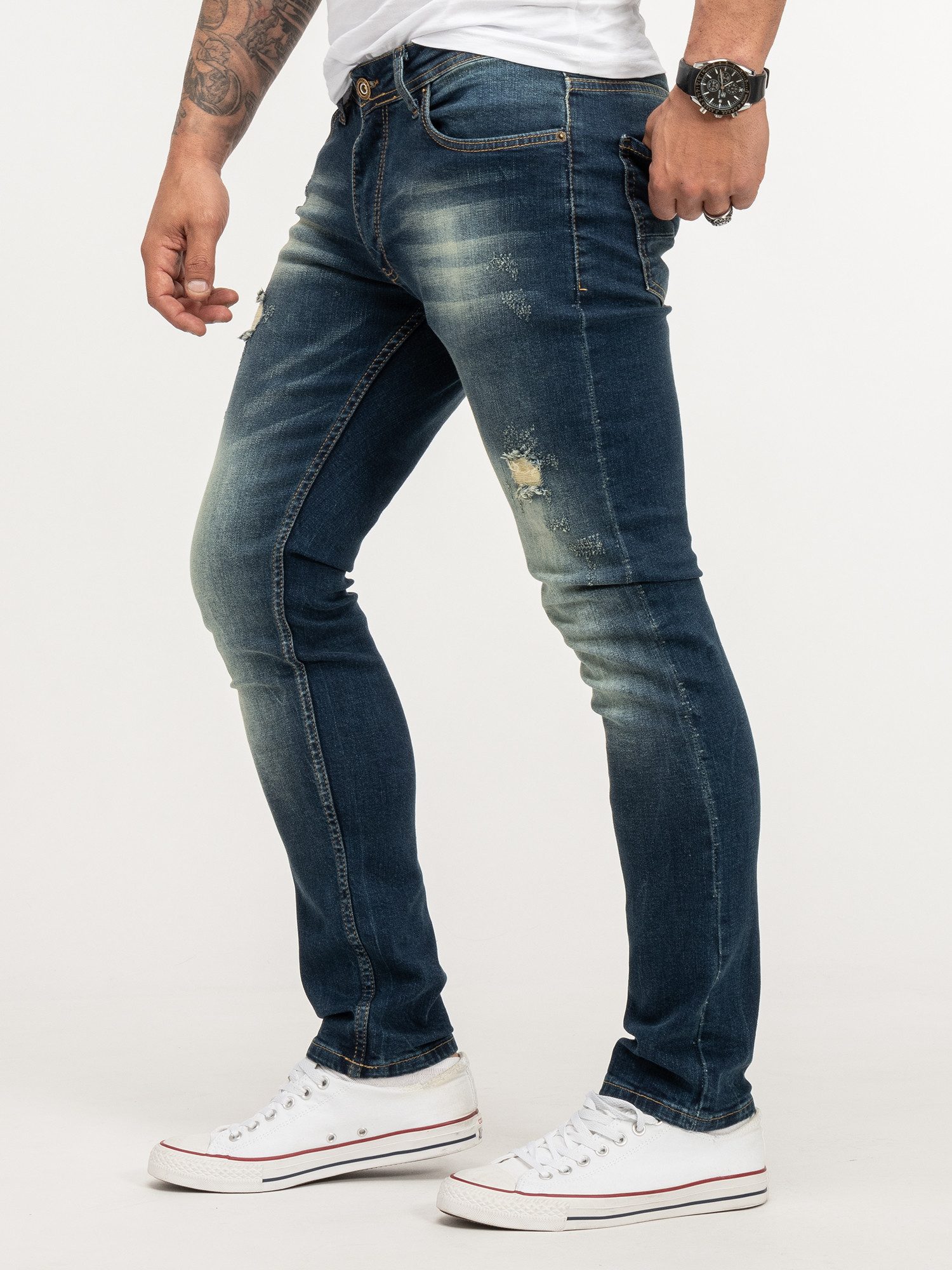 Rock Creek Straight-Jeans Herren Jeans Stonewashed Blau RC-2435 günstig online kaufen