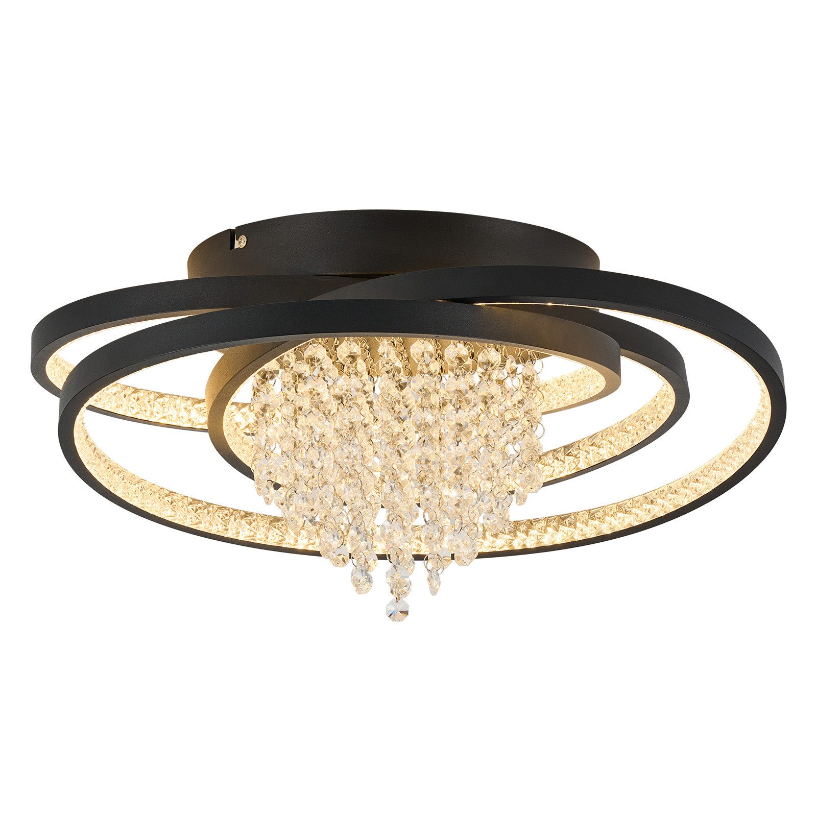 ZMH LED Deckenleuchte Warmweiß Flach Rund Wohnzimmerlampe Schwarz Modern Flurlampe, Augenschutz, LED fest integriert, Warmweiß