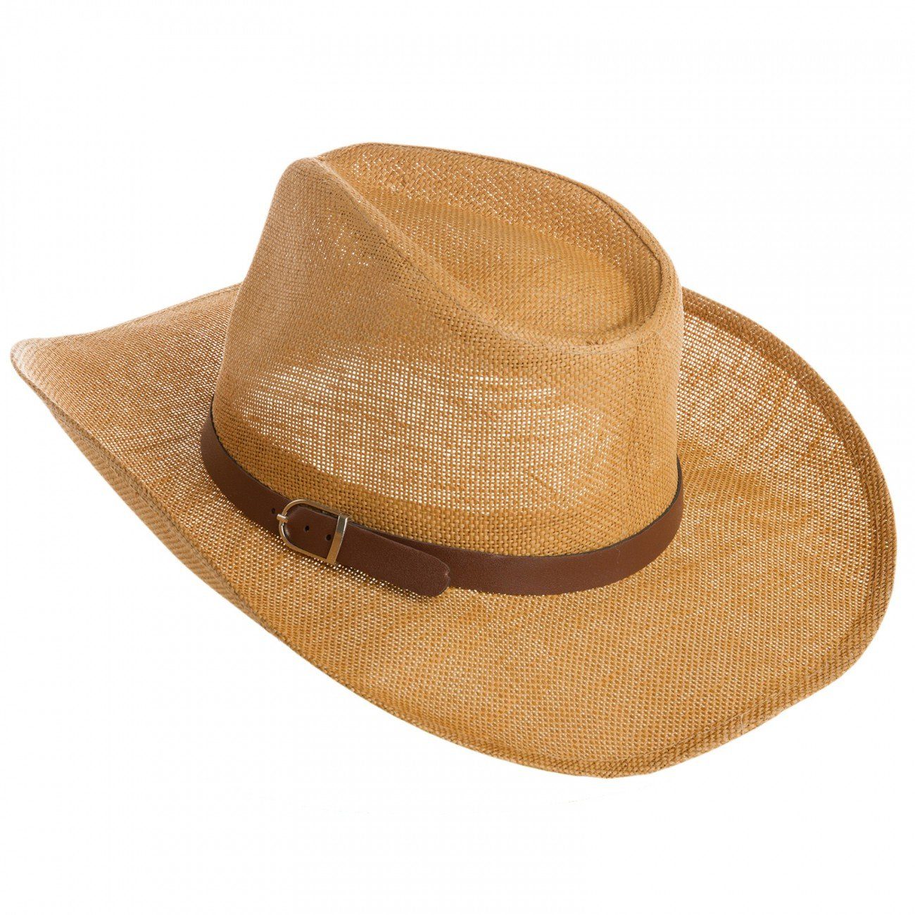 Herren Caspar HT009 Cowboy Gürtelband camel braunem mit Cowboyhut Hut