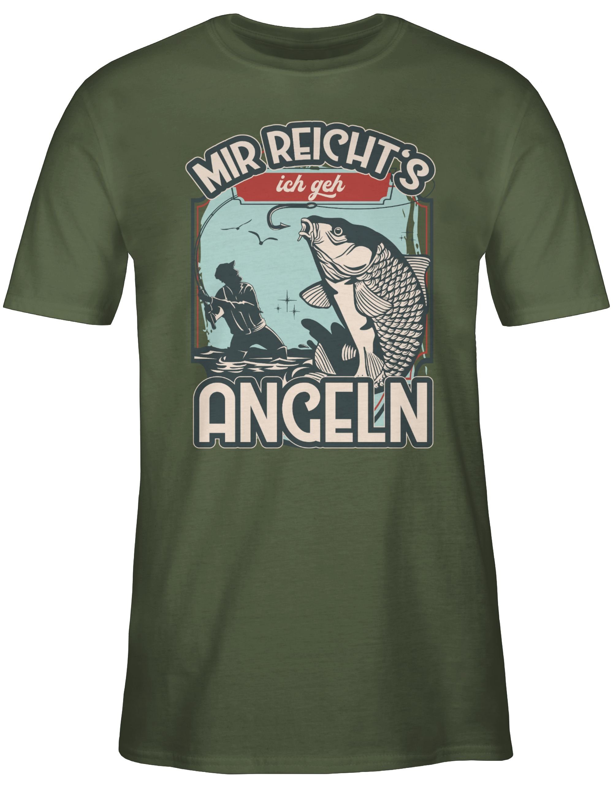 Mir Geschenke Angler ich 03 T-Shirt reicht's Shirtracer angeln Grün Army geh