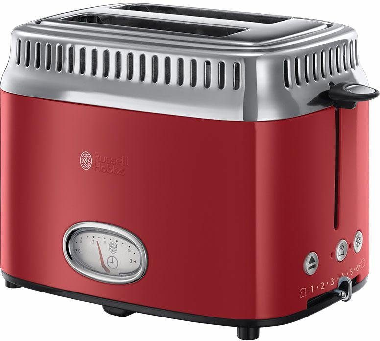 RUSSELL Retro HOBBS Toaster 1300 Red 2 21680-56, Schlitze, kurze W, Ribbon Rot