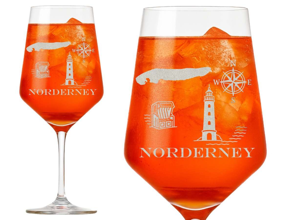Valhalla Weinglas Insel Norderney mit eleganter Gravur 350 ml spülmaschinenfest, 1-tlg., Glas, Atemberaubende Darstellung