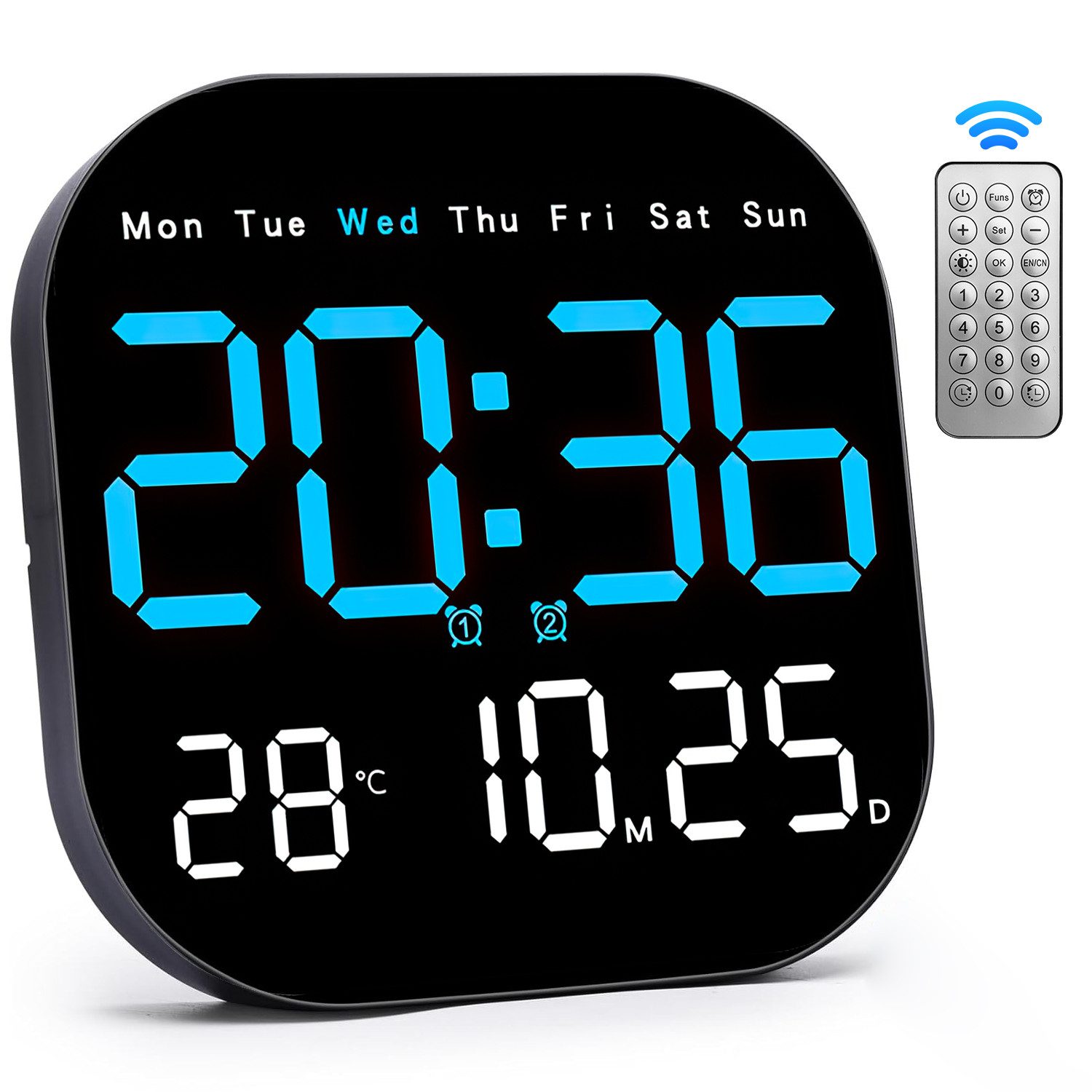 MOPUEA Wanduhr Wanduhr Digitale LED-Wanduhr mit Fernbedienung, Timing, Countdown
