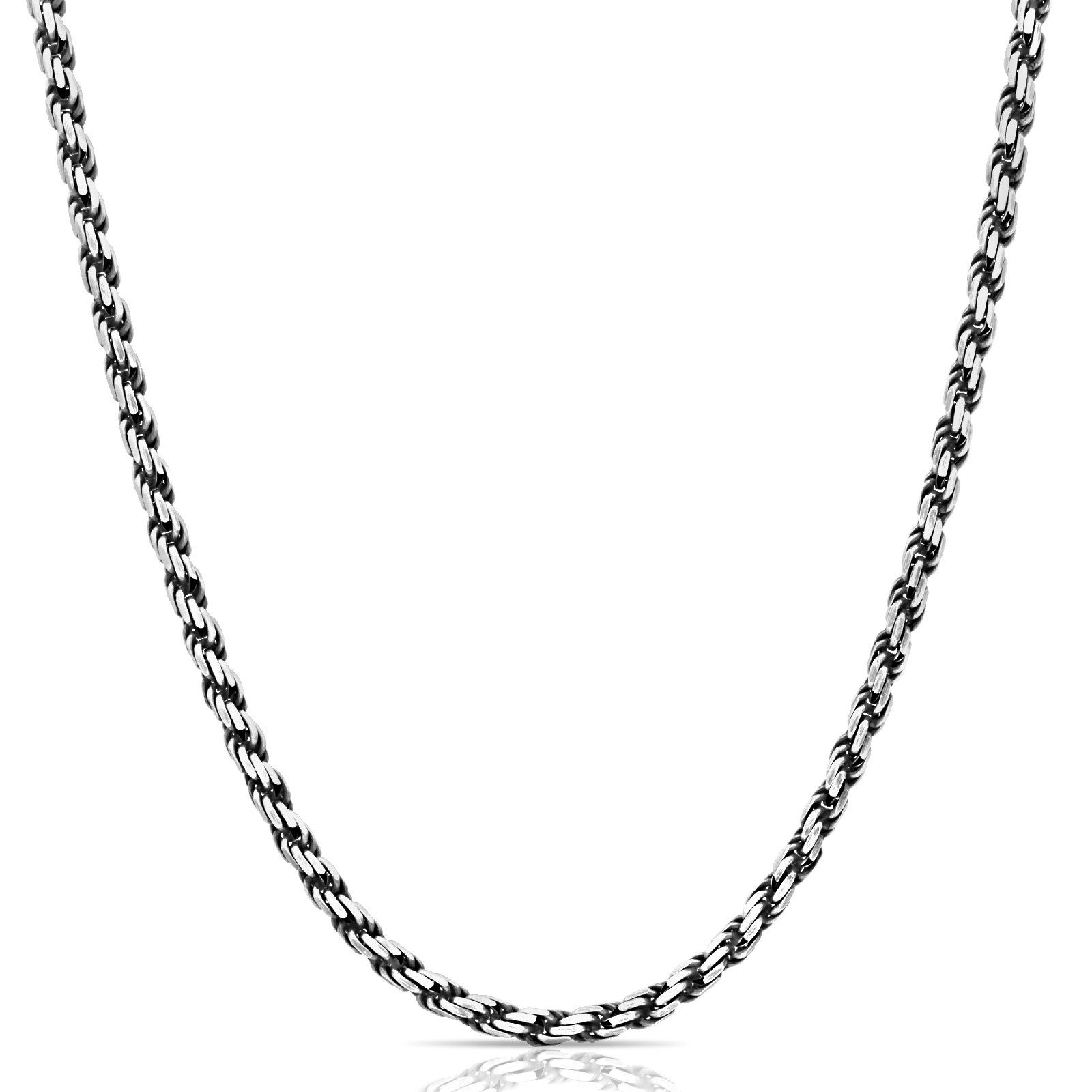 Tony Fein Silberkette Kordelkette Kordelarmband 4 mm 925er Sterling Silber, Made in Italy für Damen und Herren