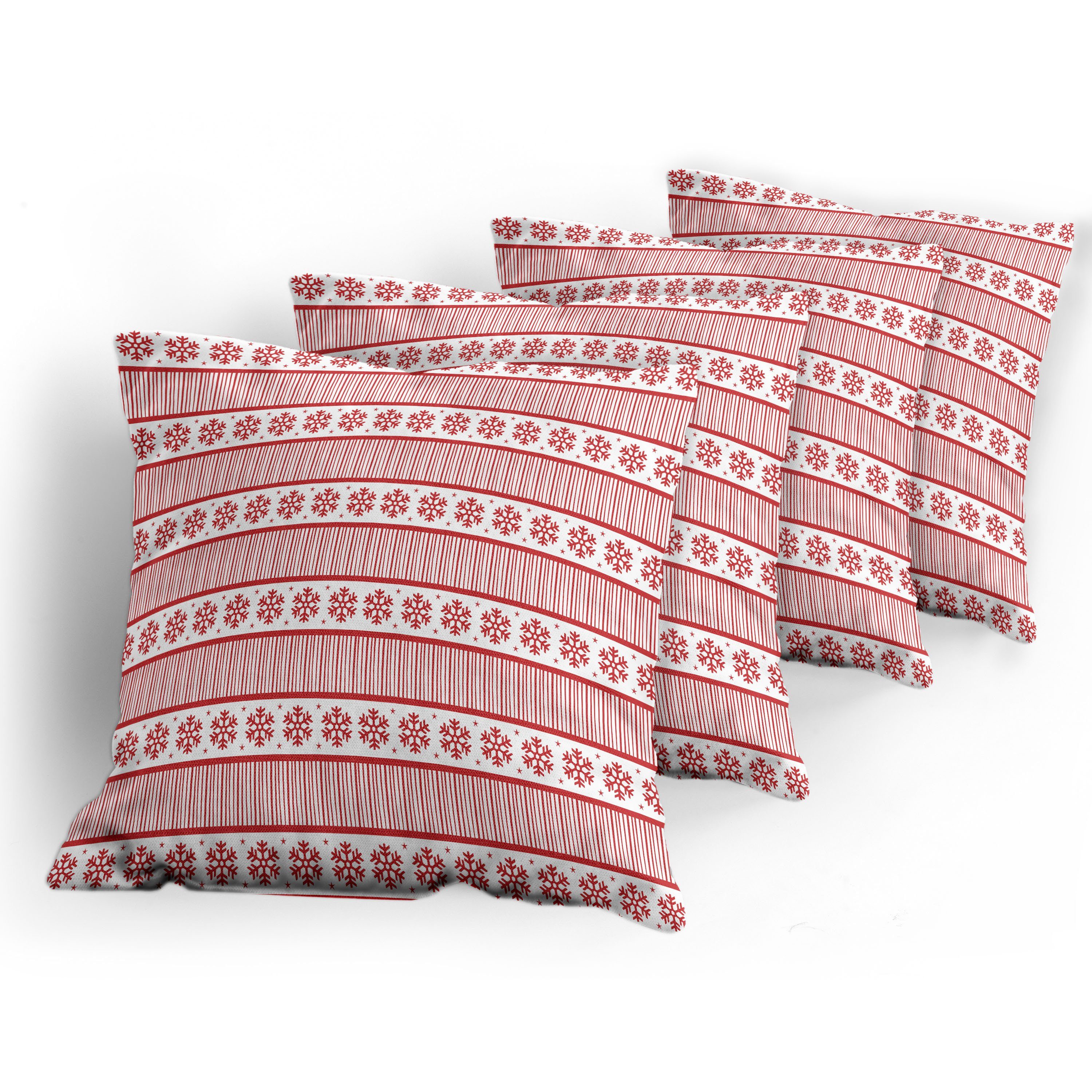 Modern Doppelseitiger Stück), Stripes Kissenbezüge Accent (4 Abakuhaus Urlaub Digitaldruck, Winter-Schneeflocke