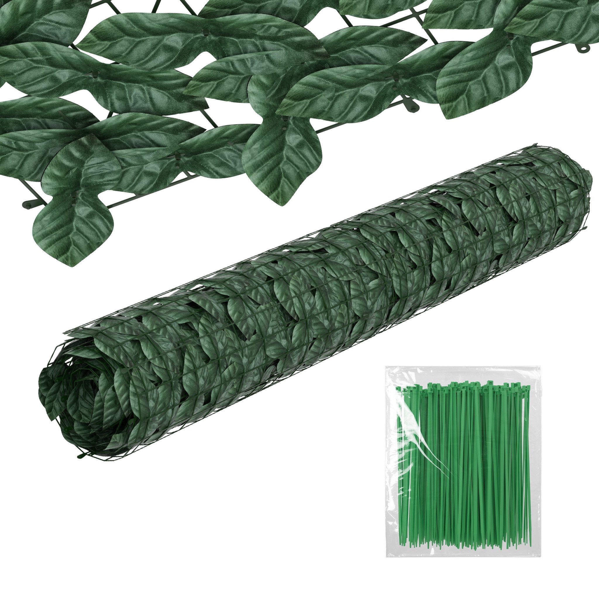 FIVMEN Gartenzaun Künstlicher Efeu Heckenzaun Sichtschutzzaun Erweiterbarer, (1 x 3 m/1 x 6 m /1 x 9 m), Künstliche Hecke für Garten Rankenblatt Dekoration mit Kabelbinder