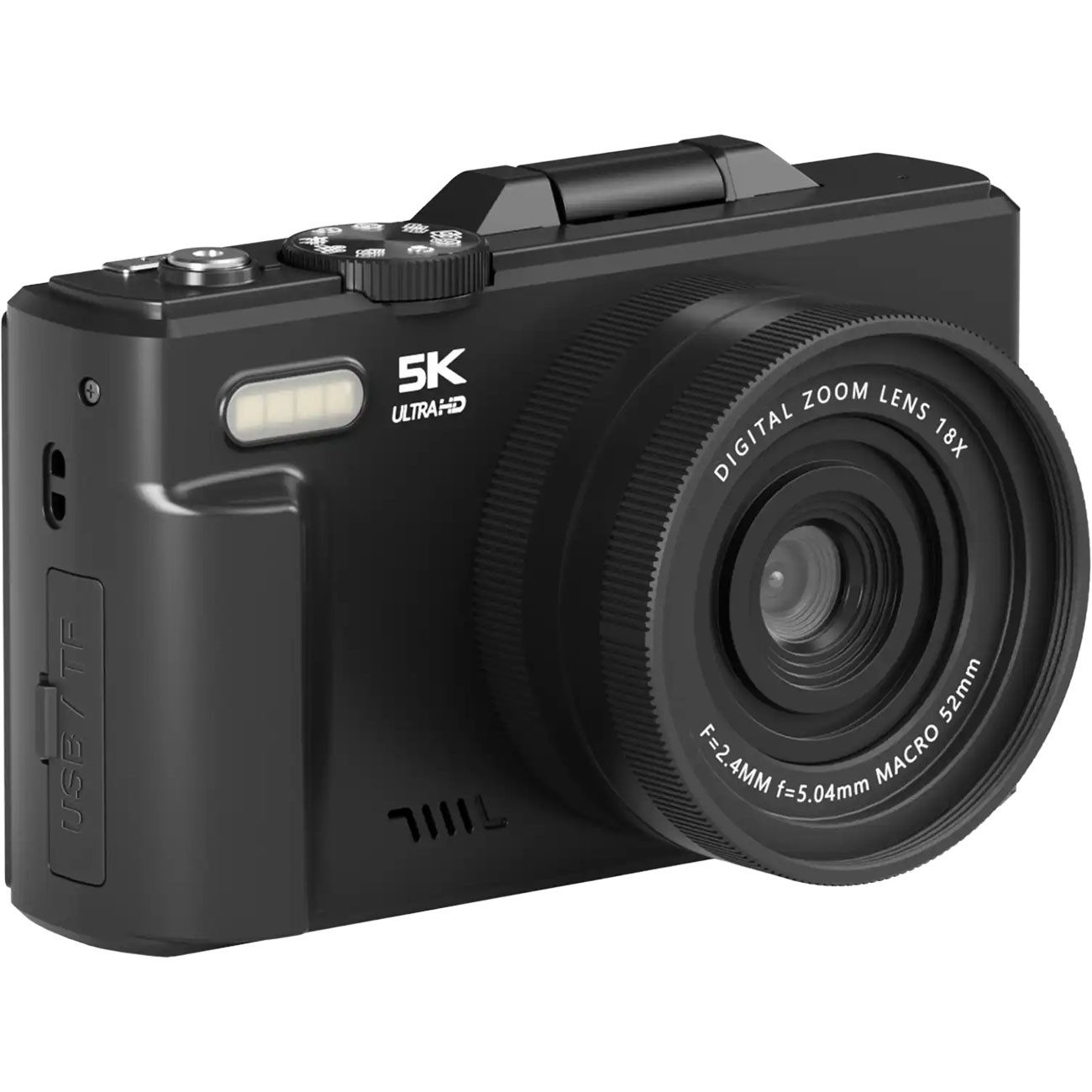 Denver 5K Digitalkamera 75MP Vlogging Kamera 18x Zoom 180 Grad Klappdisplay Kompaktkamera (75 MP, WLAN (Wi-Fi 802.11 b/g/n), 16 Megapixel CMOS-Sensor, 5K Ultra  – Bild 4 von 5