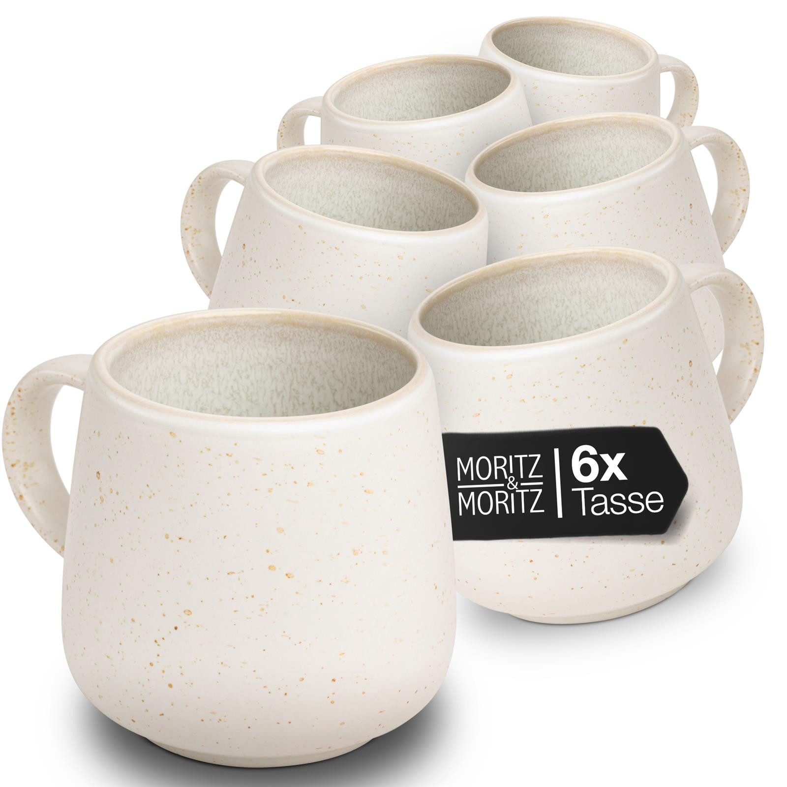 Moritz & Moritz Tasse SOLID UNI Tassen Creme, 6-tlg., Steinzeug, für 6 Personen - spülmaschinen- und mikrowellengeeignet