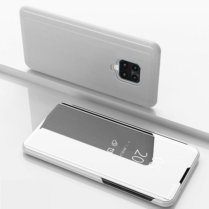 FITSU Handyhülle Spiegel Hülle für Xiaomi Redmi Note 9 Pro Handytasche Schlanke Klapphülle elegantes Flipcase Handyhülle mit Standfunktion