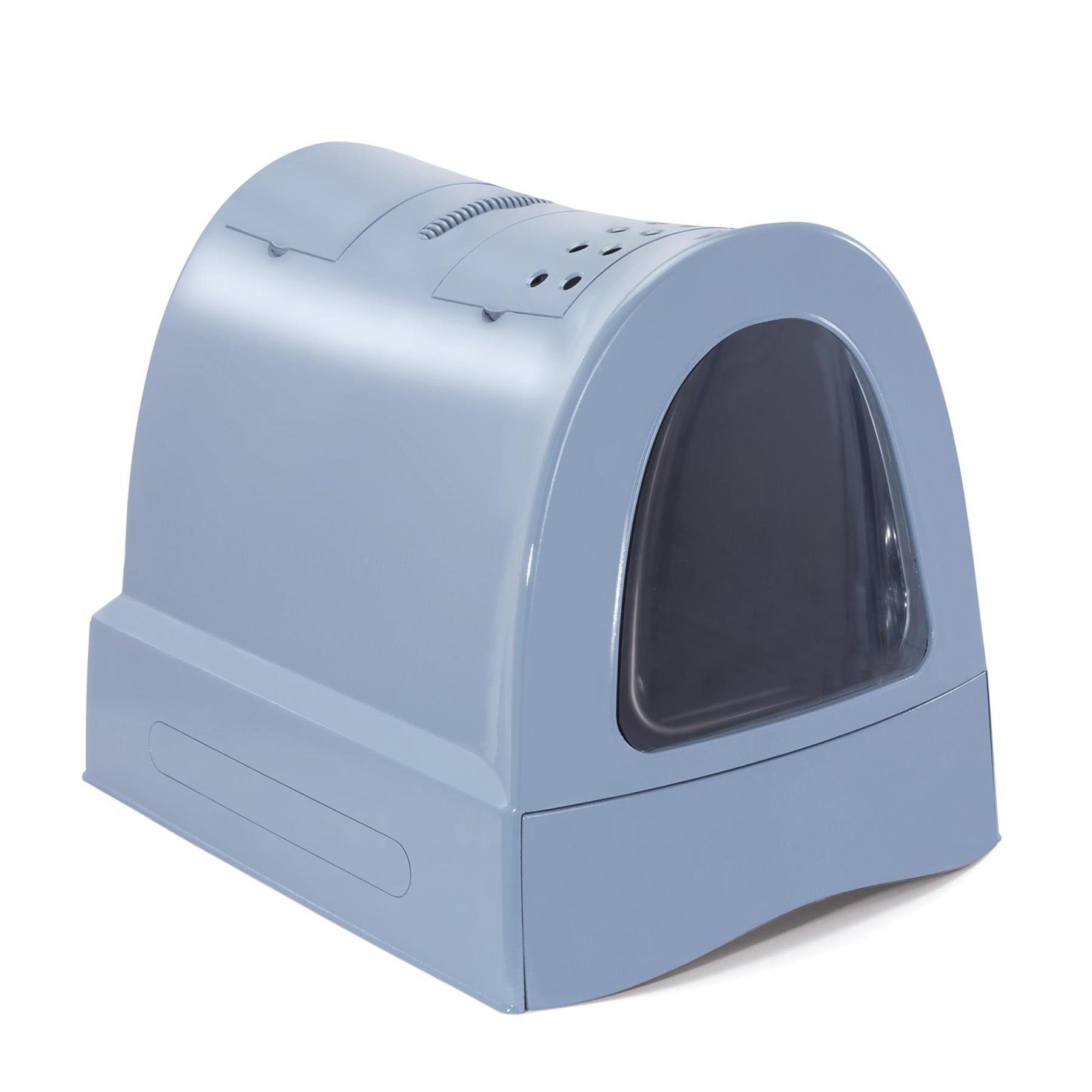 PETGARD Katzentoilette Katzentoilette mit Schublade Tragegriff Staufach Kohlefilter blau, Blau mit Tragegriff, Staufach im Deckel und Kohlefilter
